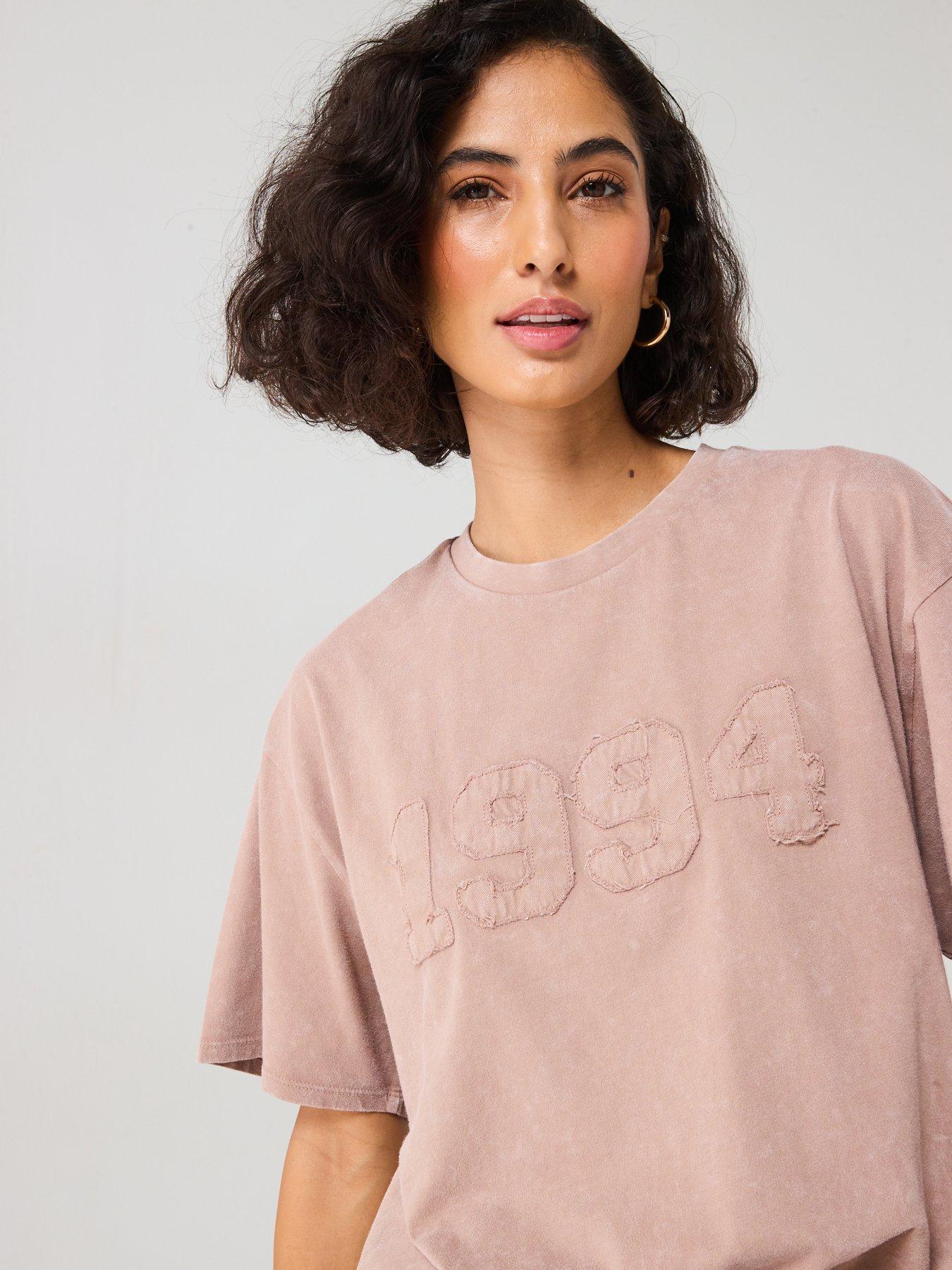 Image 5 of 5 of V by Very Washed Look Applique T-shirt - Pink