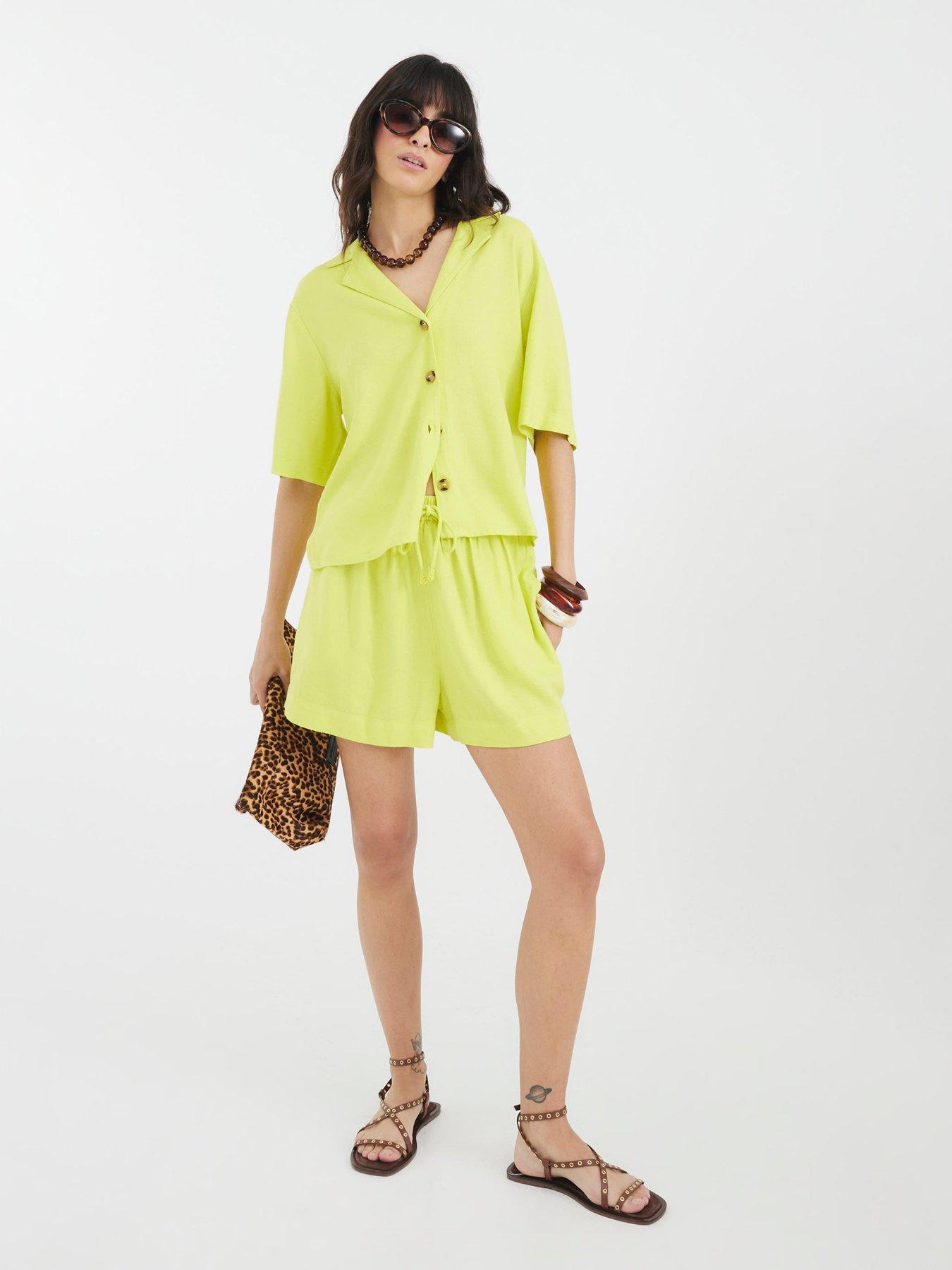Image 1 of 4 of River Island Linen Shorts - Yellow