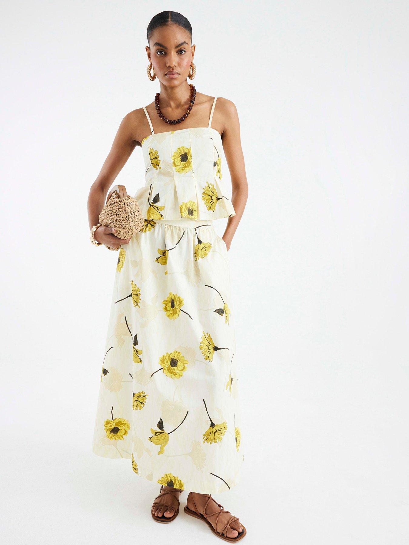 undefined Printed Maxi Skirt - Yellow