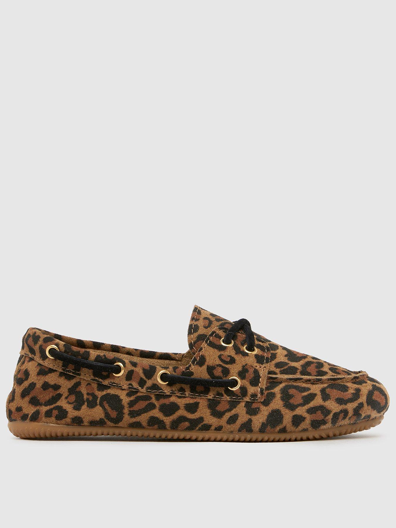SCHUH Lyanna Suede Flat Boat Shoes - Leopard - Print