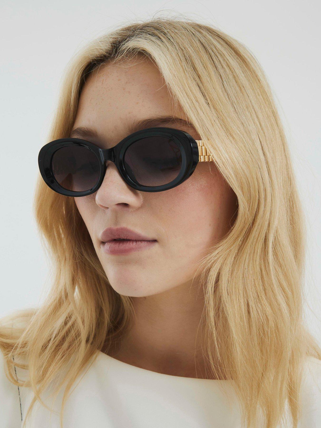 undefined Oval Watch Link Sunglasses - Black