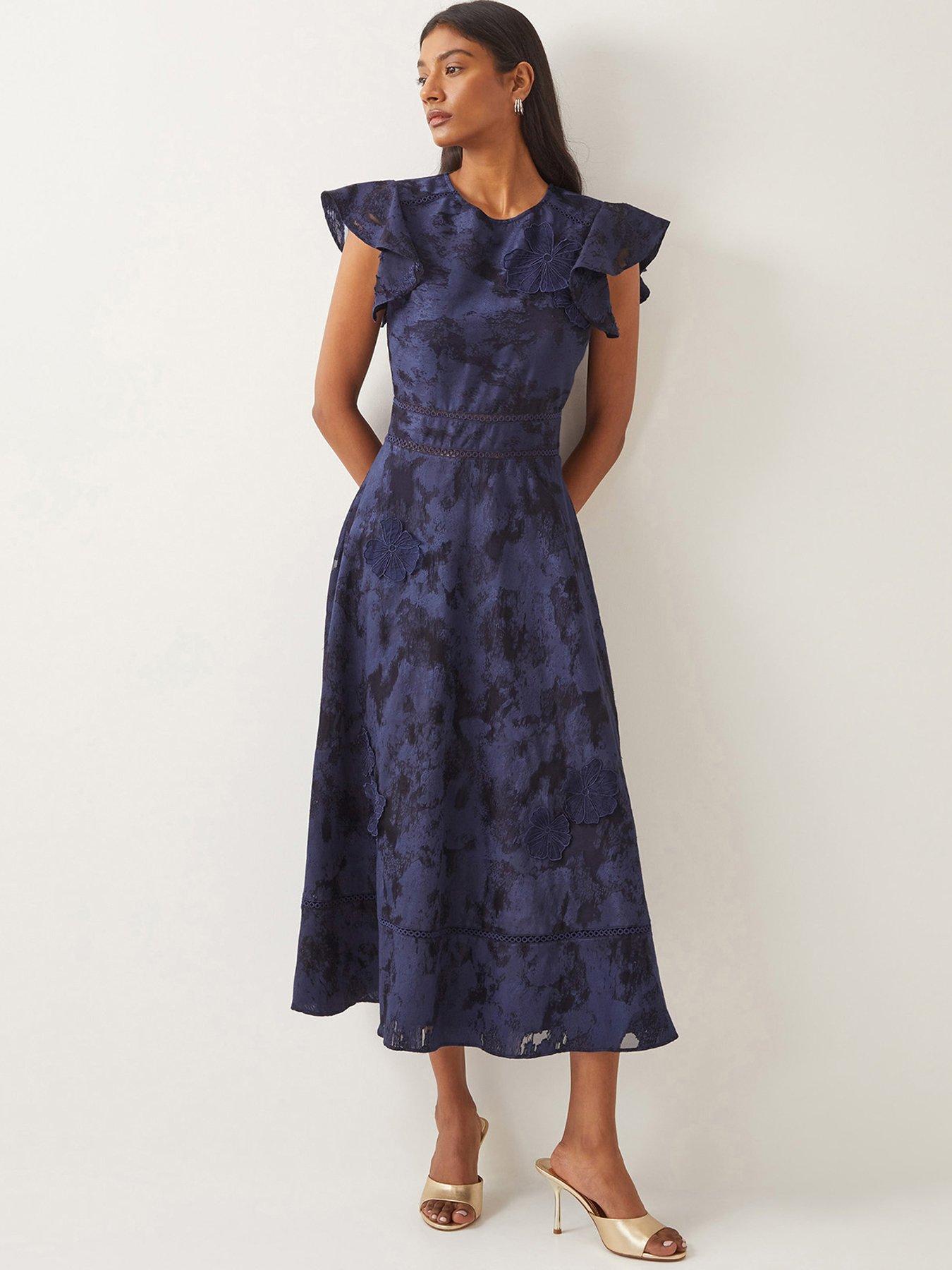 monsoon-josie-jacquard-dress-navy