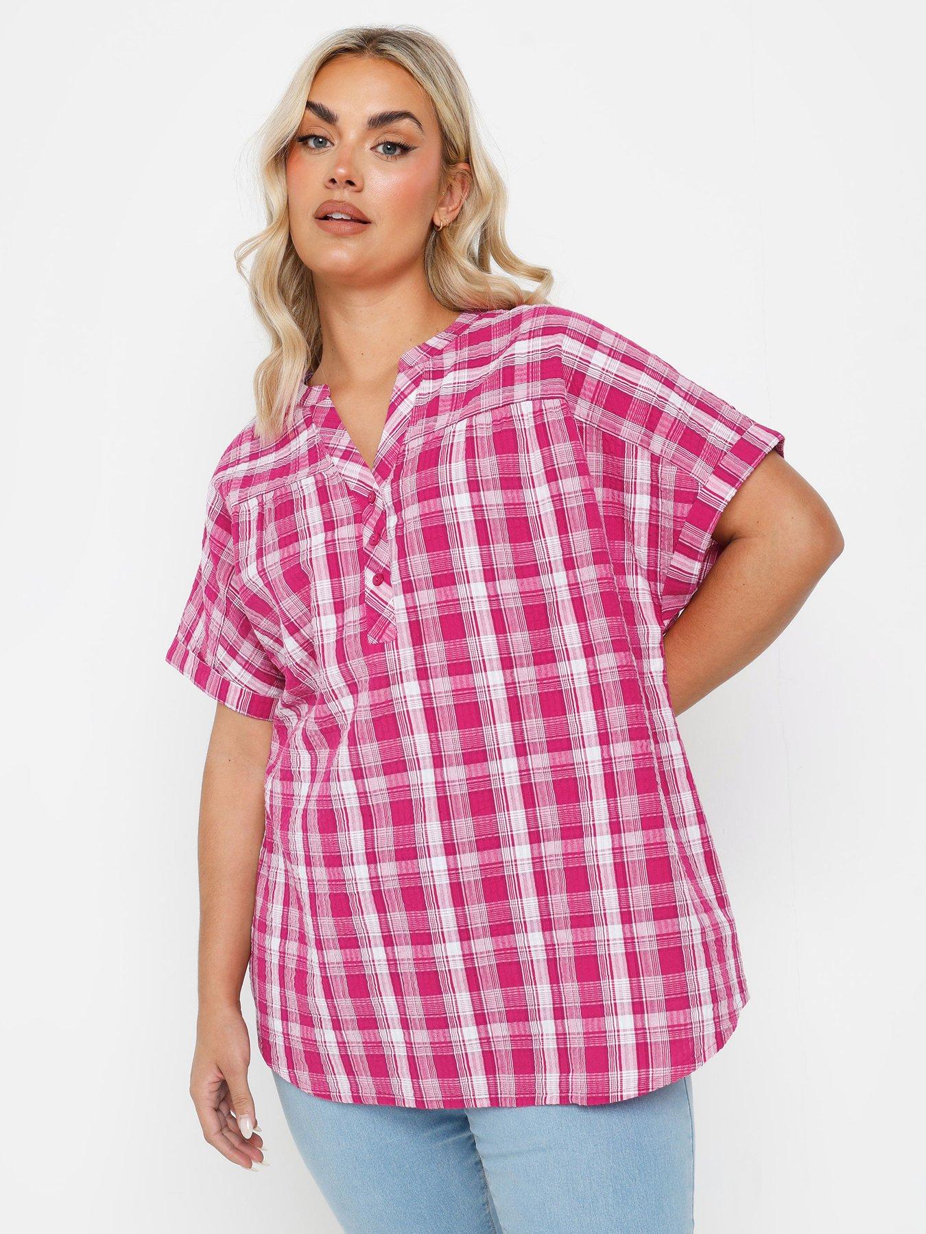 yours-textured-notchneck-blouse-pink