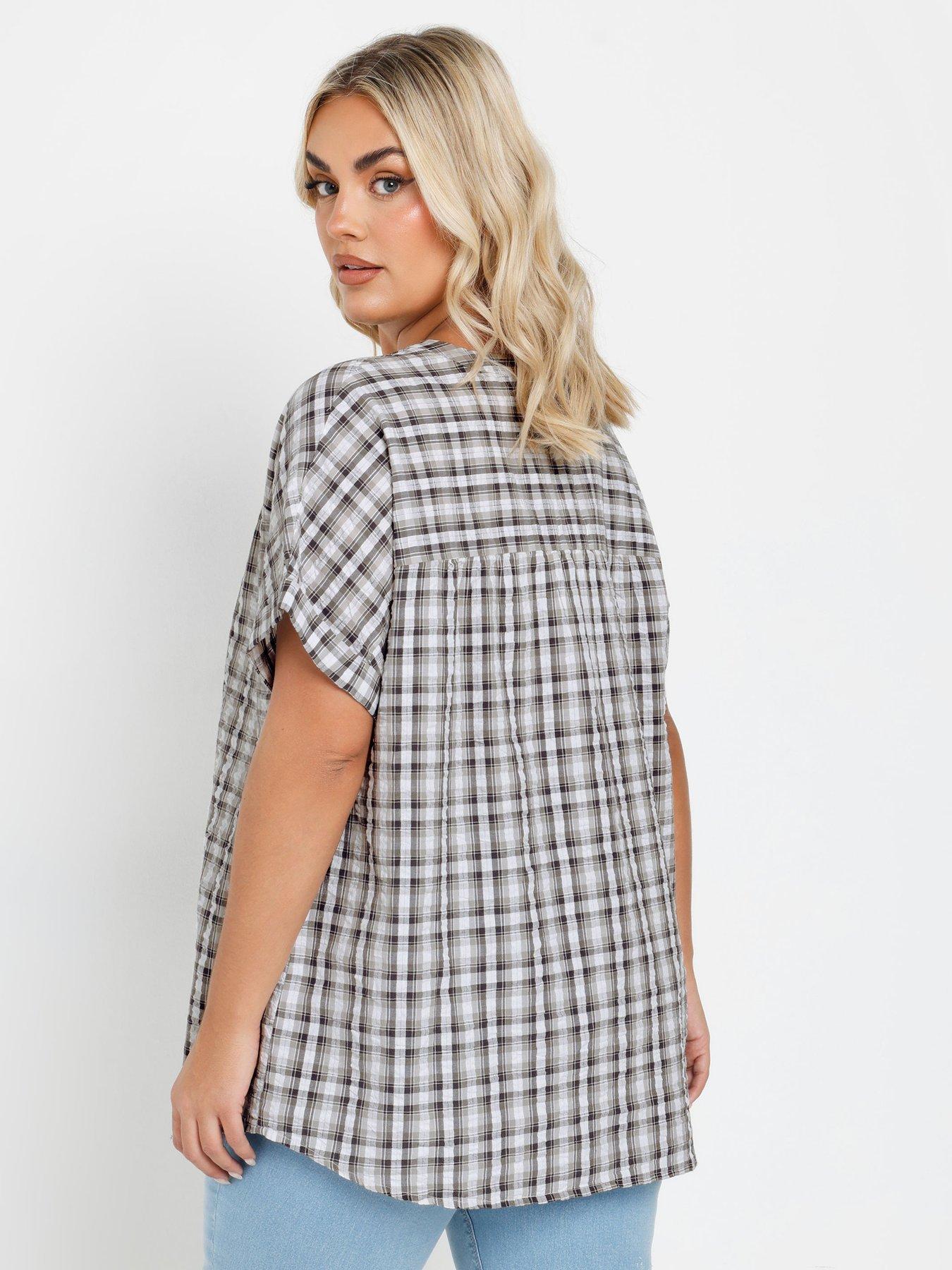 yours-textured-notchneck-blouse-greystillFront