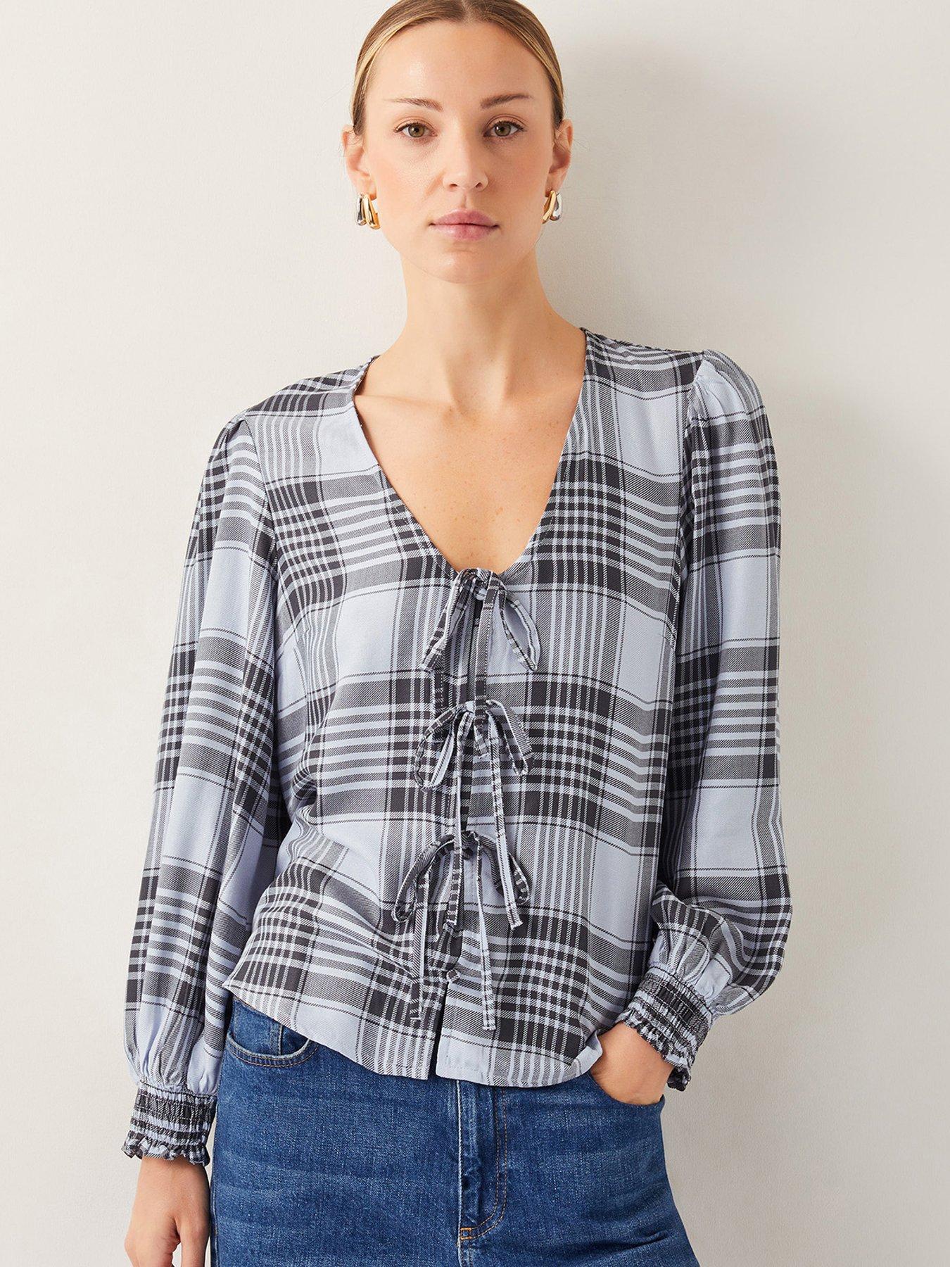 Image 1 of 5 of Monsoon Ava Check Blouse - Blue