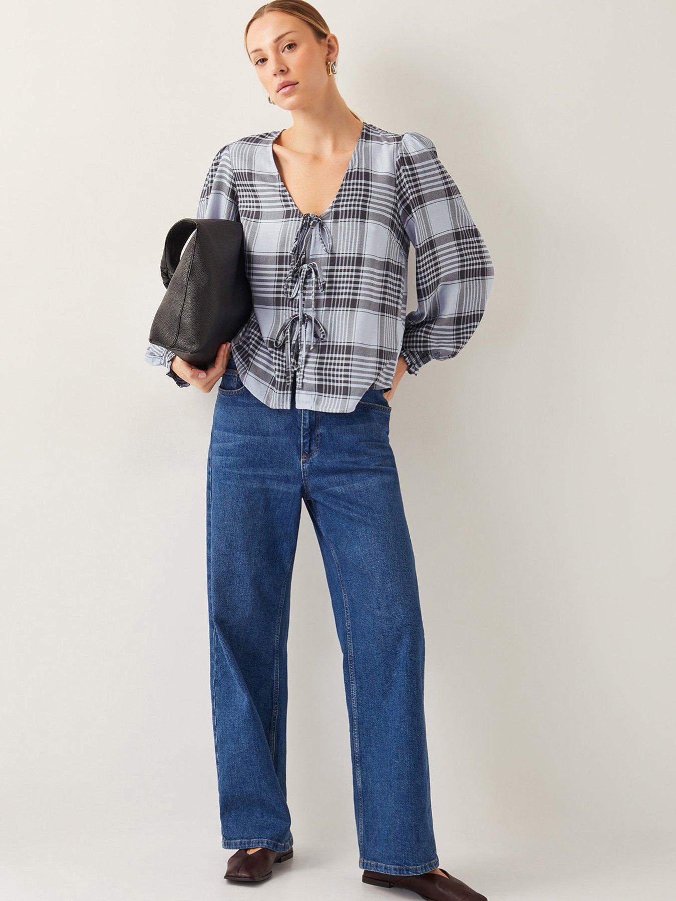 Image 4 of 5 of Monsoon Ava Check Blouse - Blue