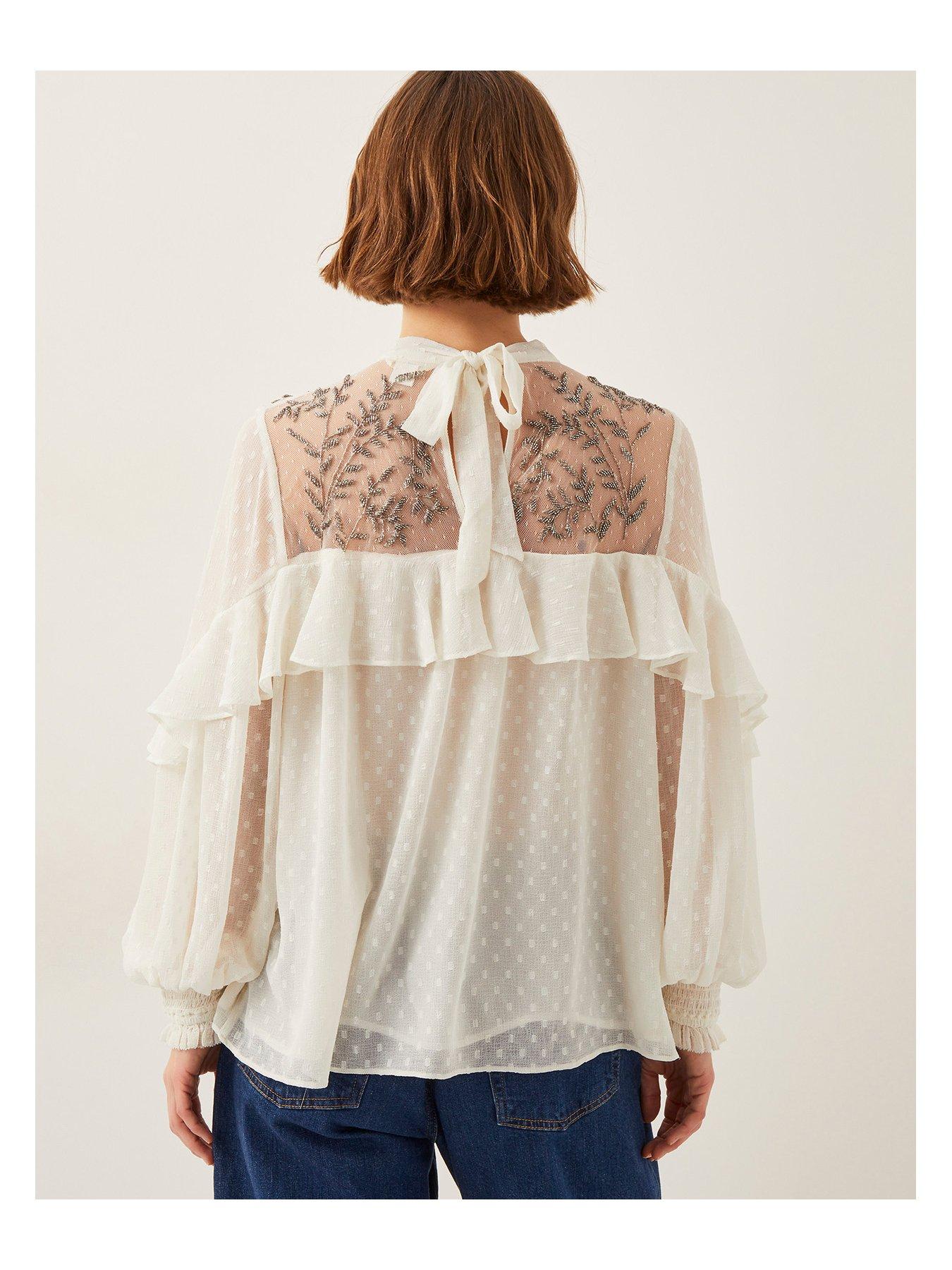 Image 2 of 5 of Monsoon Debbie Spot Blouse - Cream