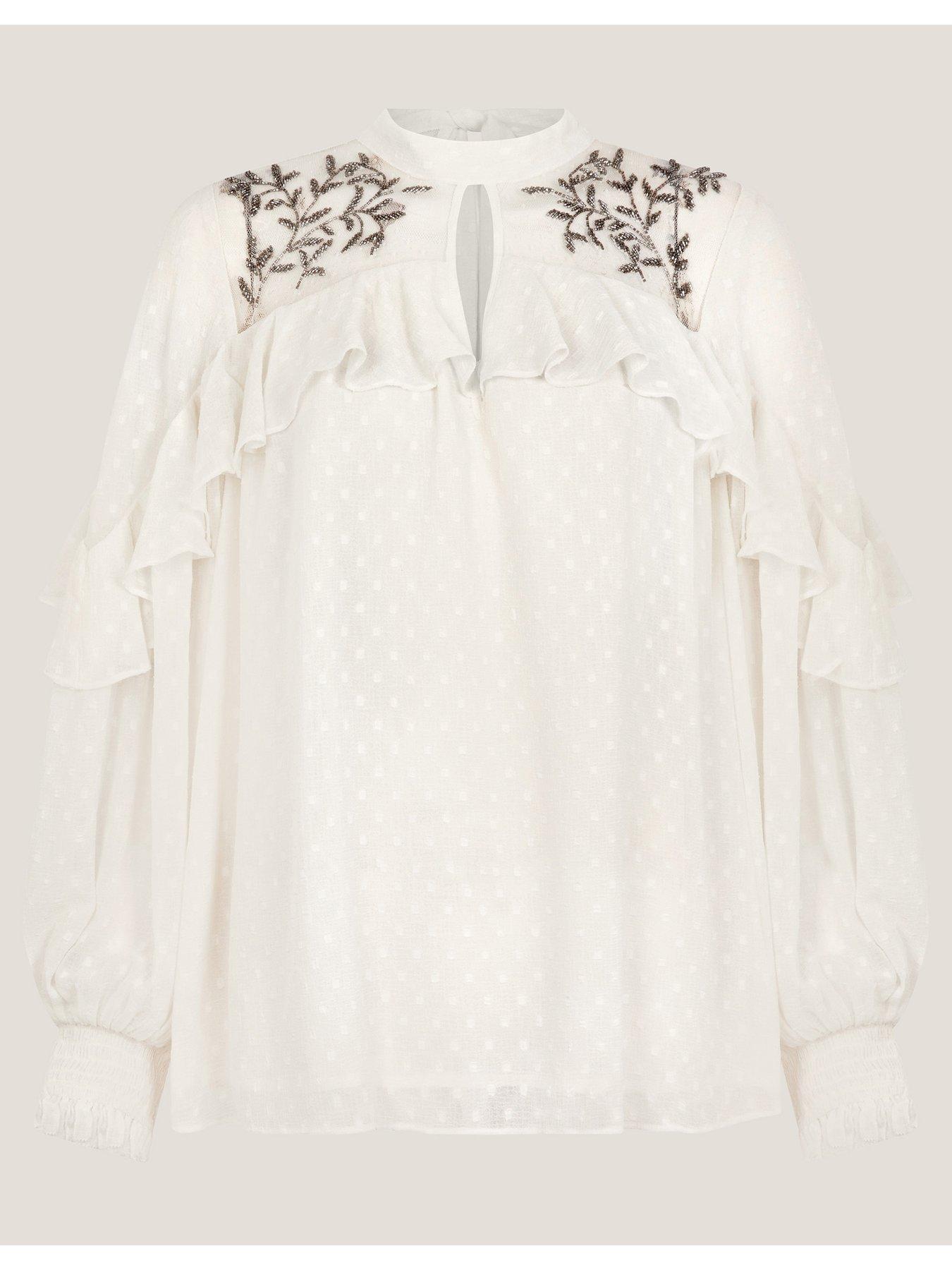 Image 3 of 5 of Monsoon Debbie Spot Blouse - Cream