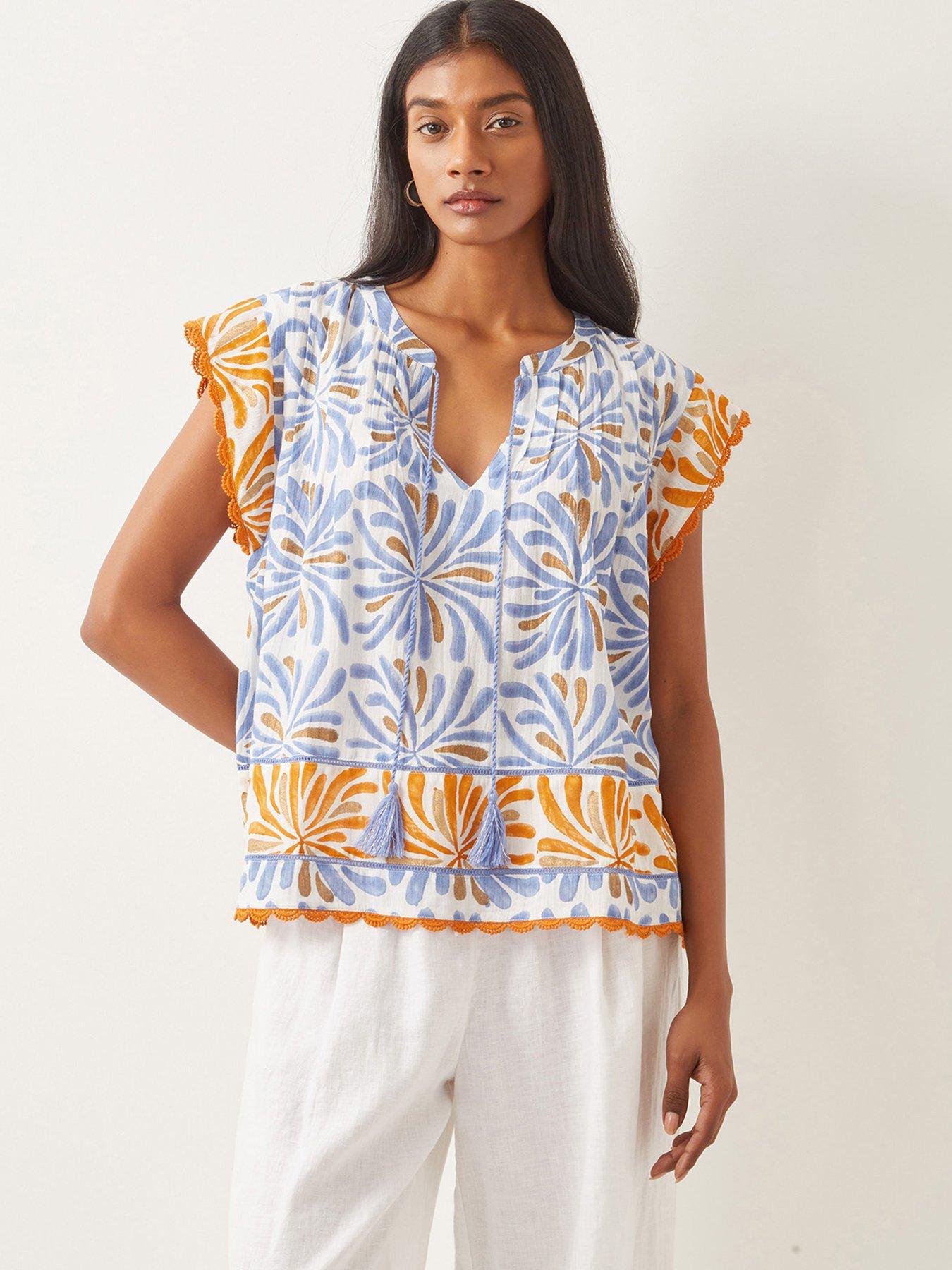 monsoon-cece-woodblock-top-blue