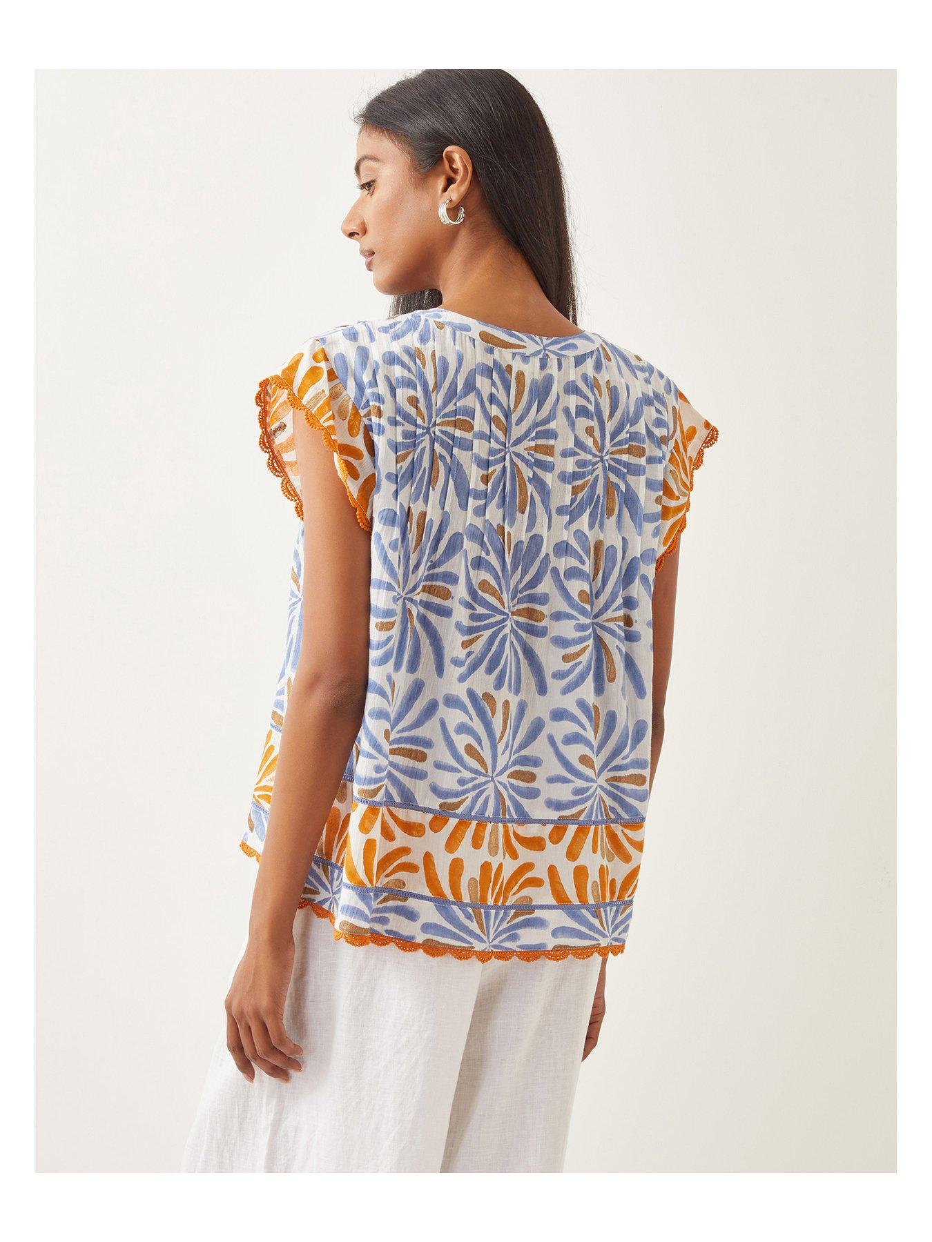 Image 2 of 5 of Monsoon Cece Woodblock Top - Blue
