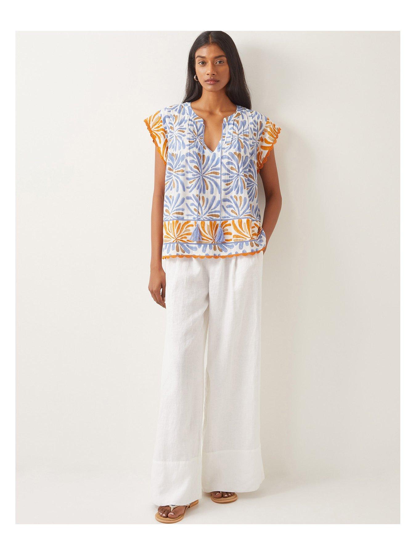 Image 3 of 5 of Monsoon Cece Woodblock Top - Blue