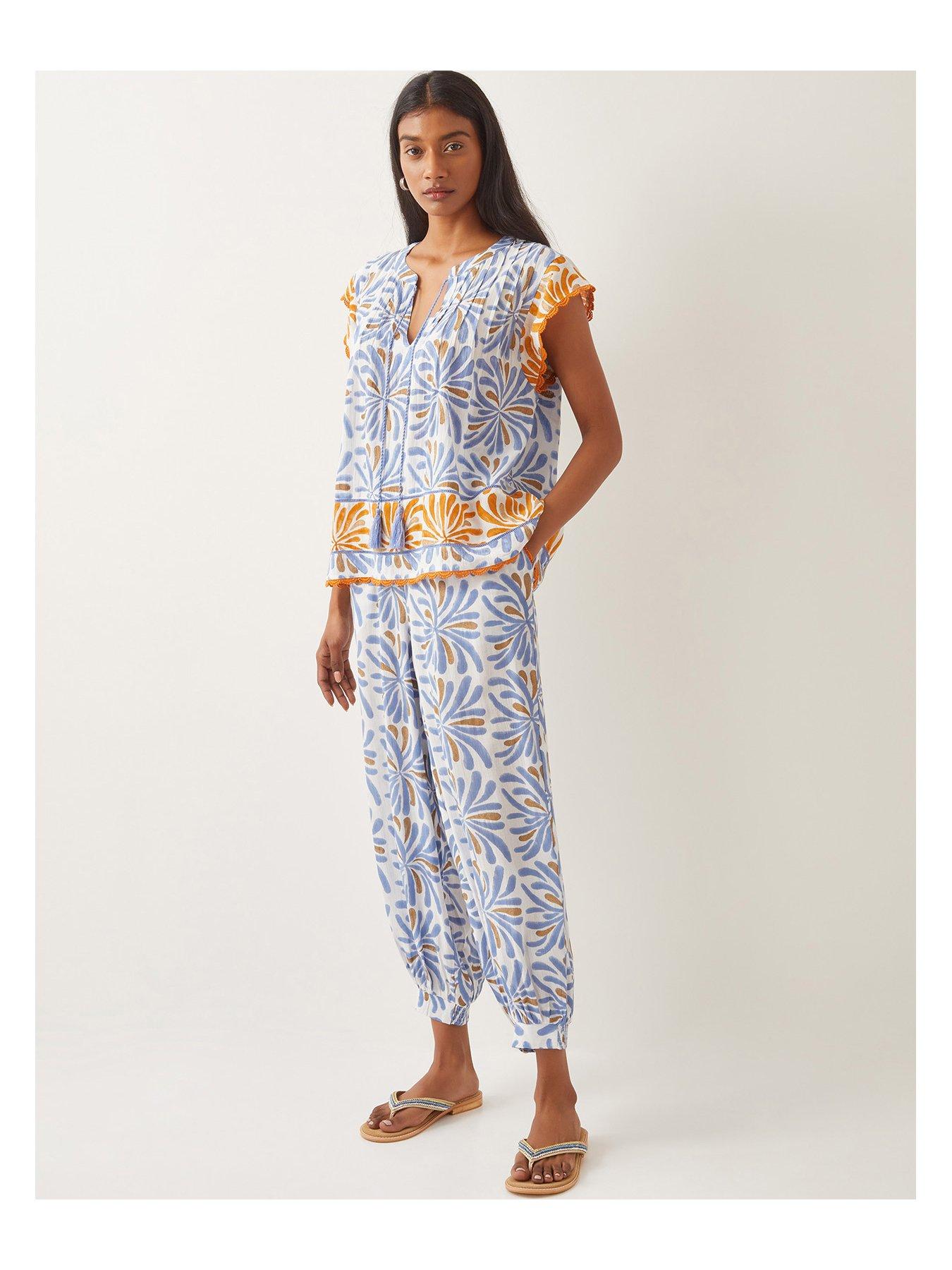 Image 5 of 5 of Monsoon Cece Woodblock Top - Blue