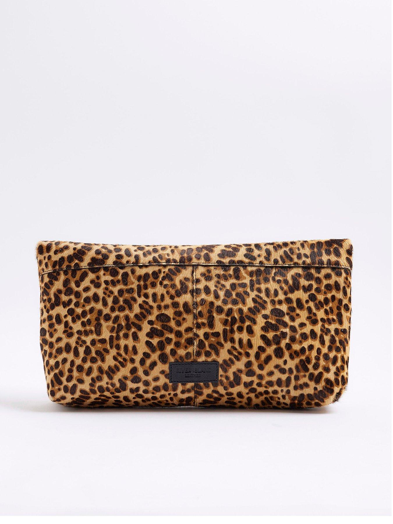 river-island-pony-roll-top-clutch-brown