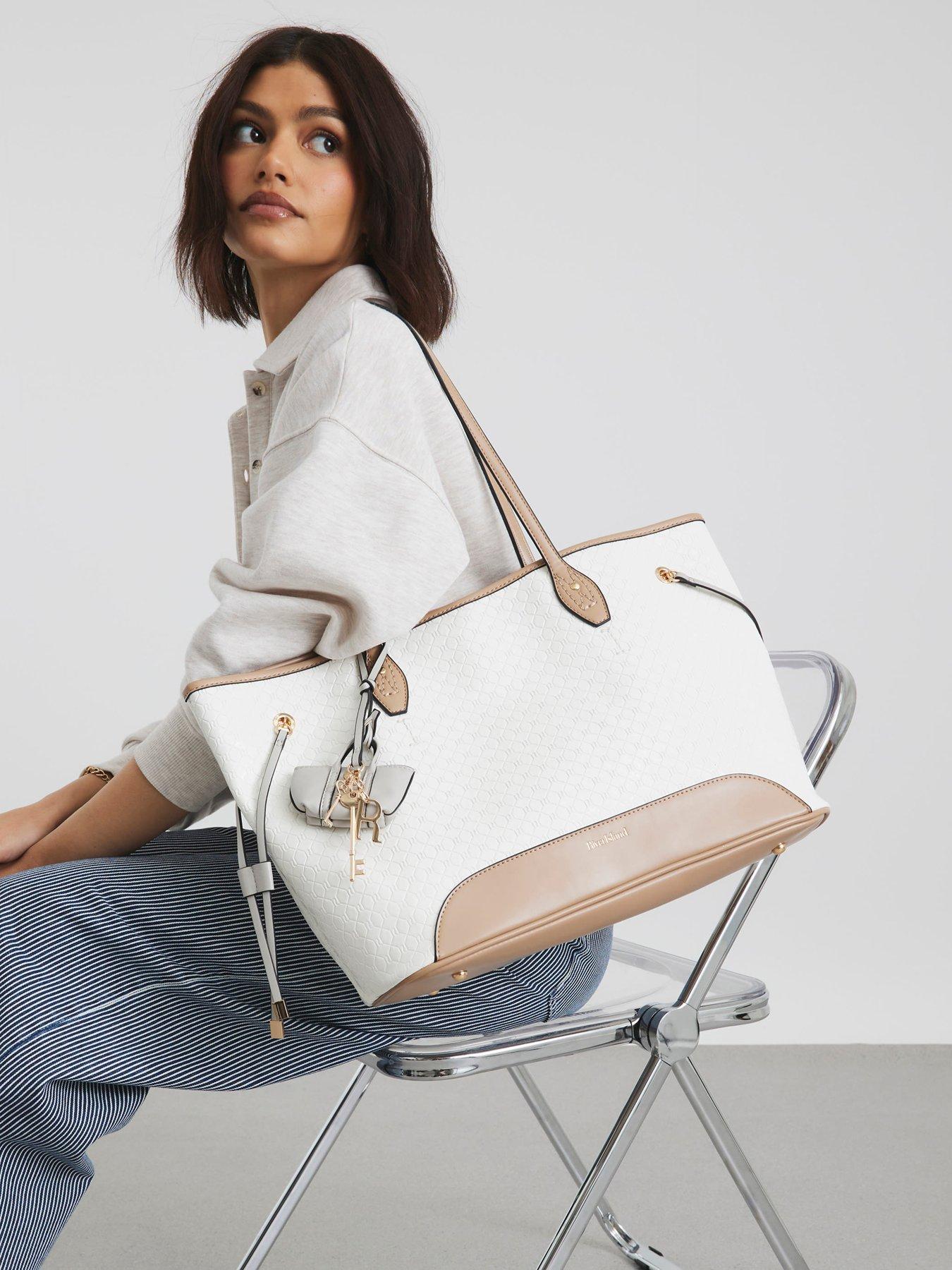 undefined Embossed Side Tie Shopper - White