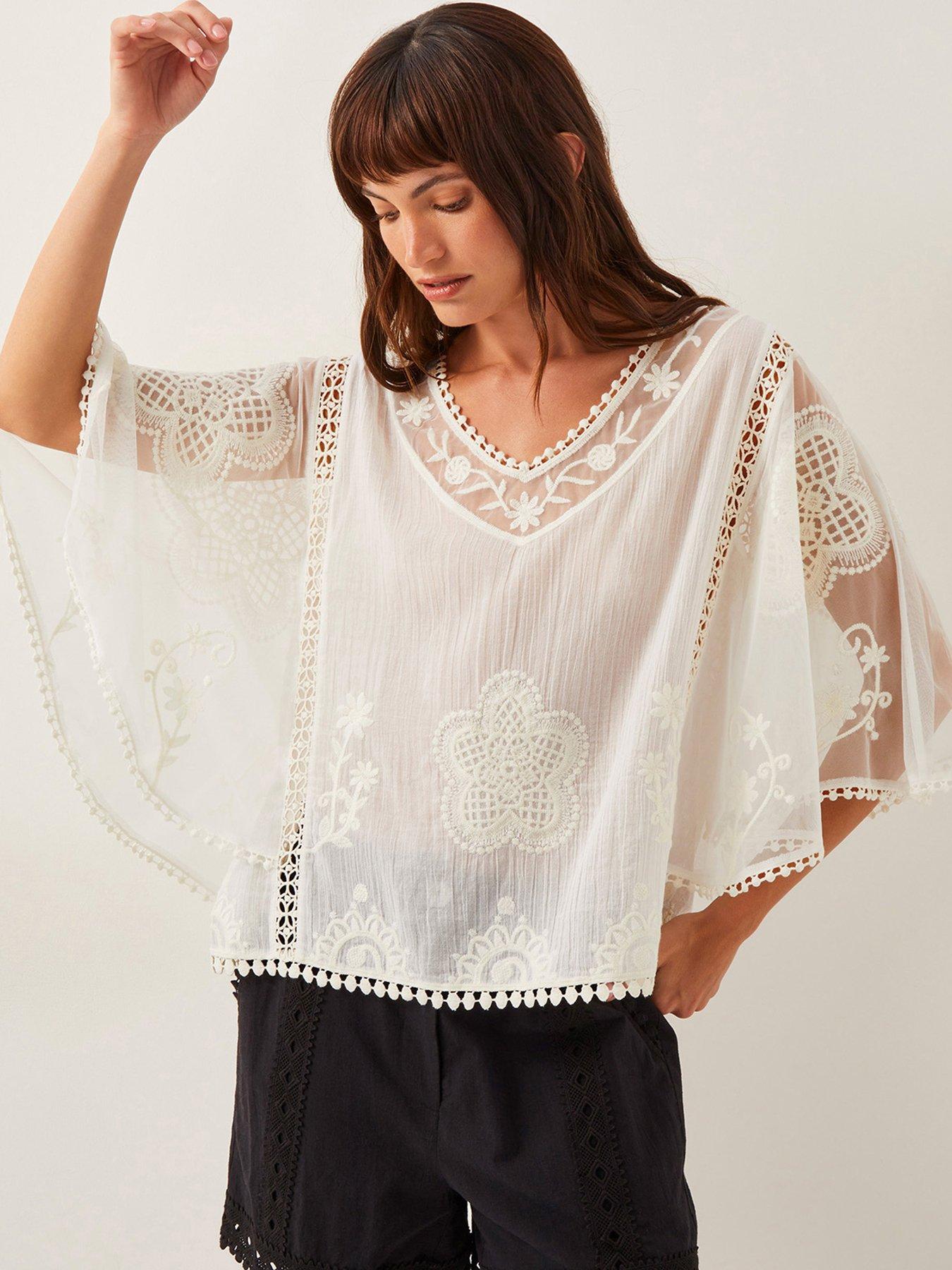 Image of Monsoon Lena Embellished Top - White