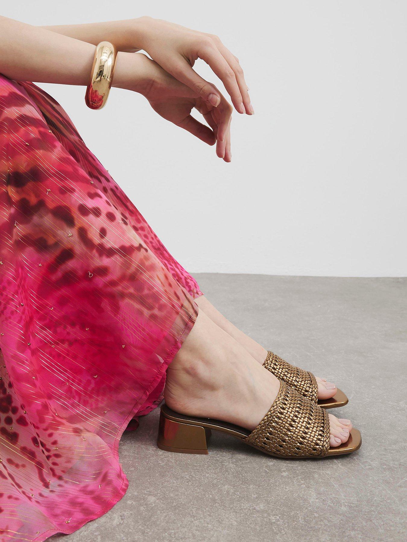 river-island-woven-block-slider-heels-bronze-goldstillFront
