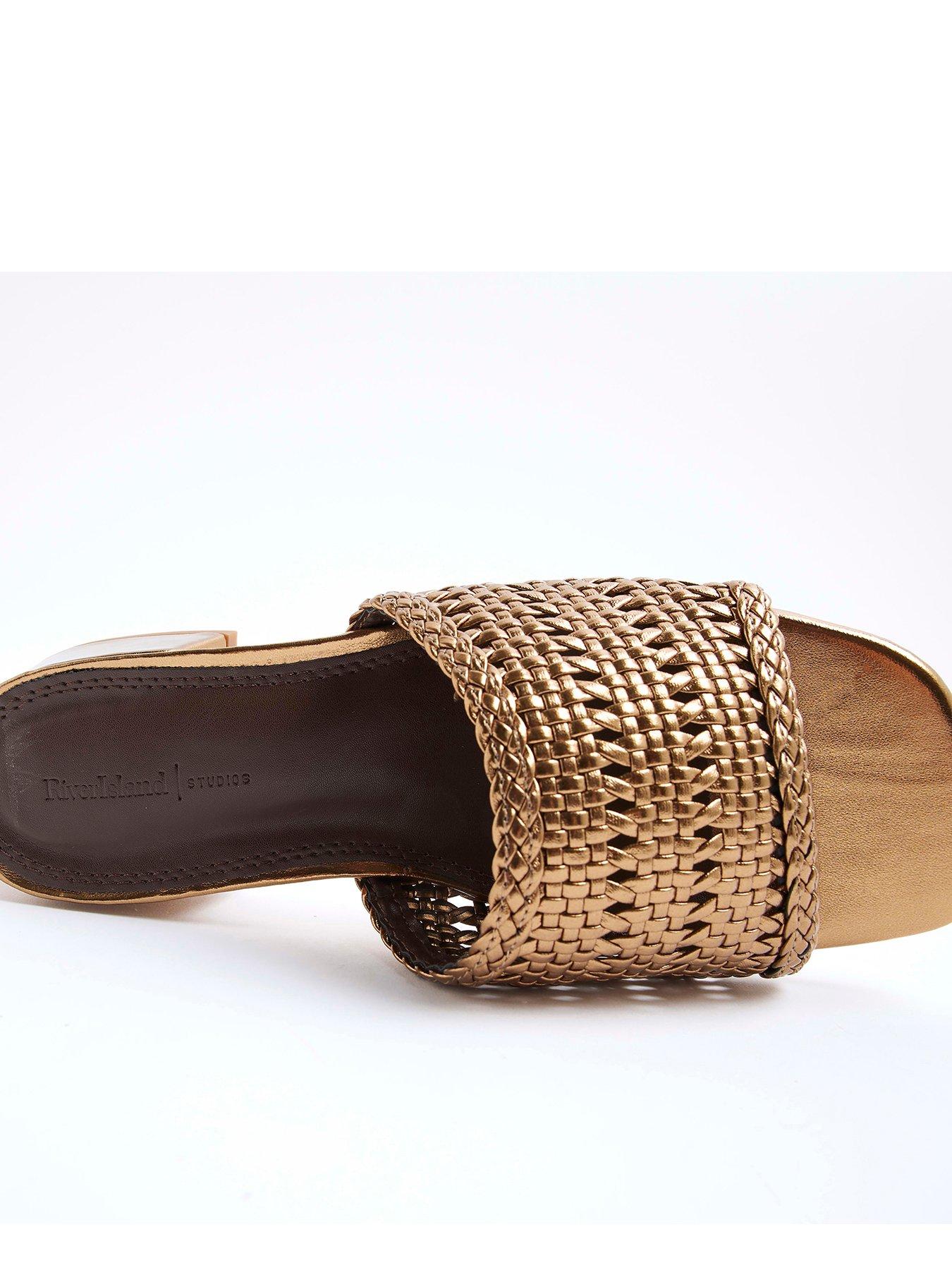 river-island-woven-block-slider-heels-bronze-golddetail