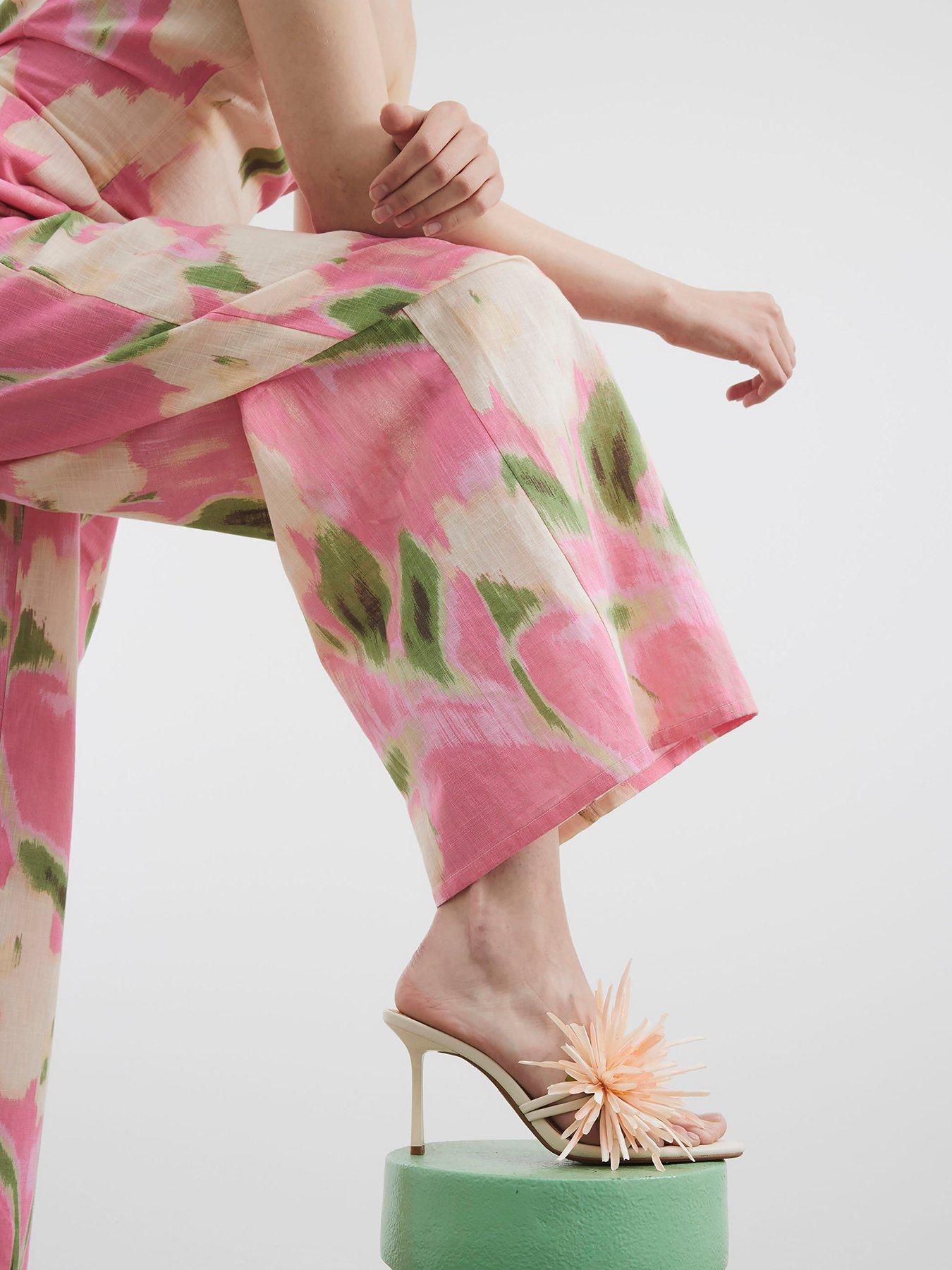 Image 2 of 5 of River Island Flower Heeled Sandals - Light Pink