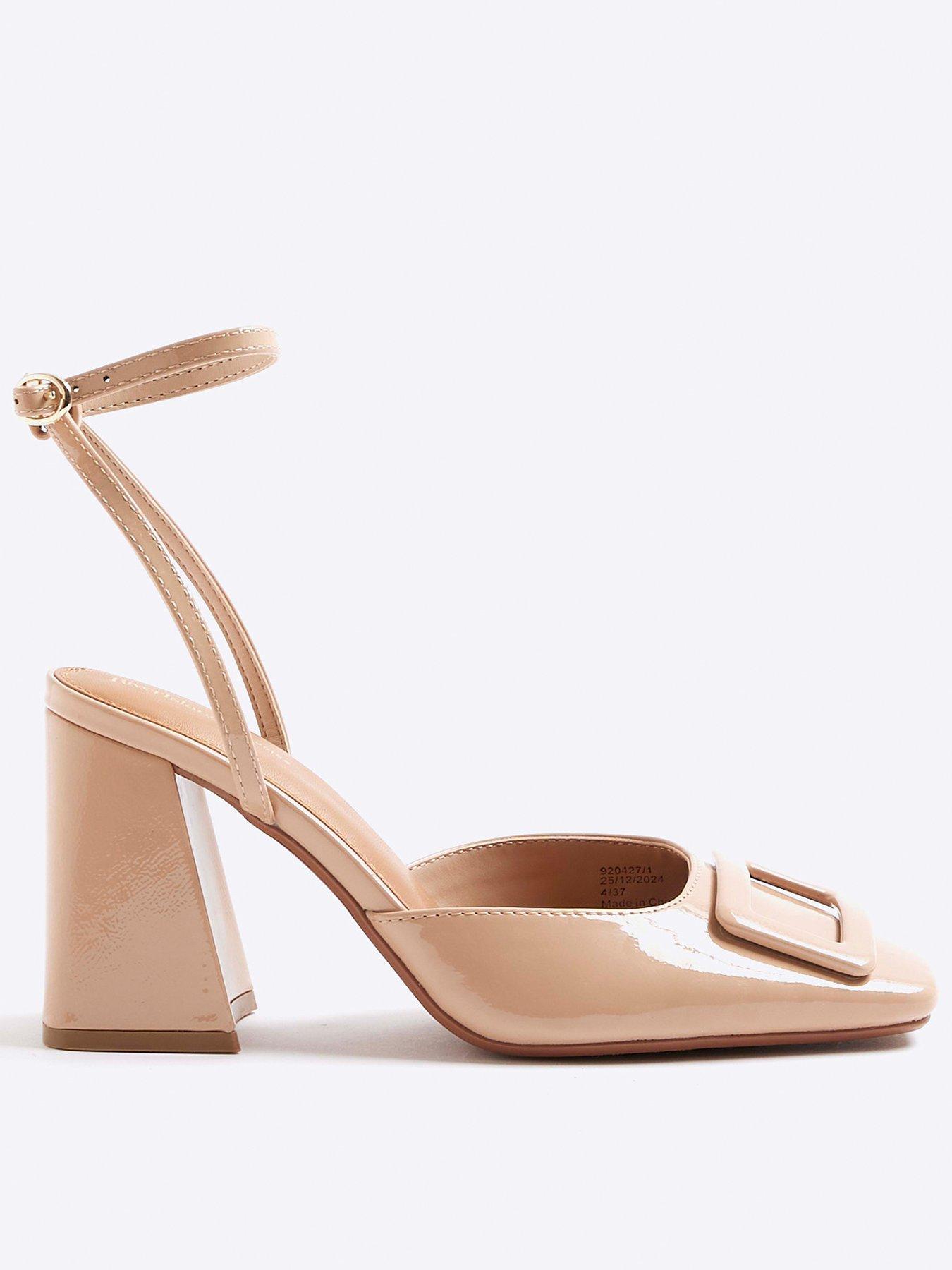 River Island Block Heel Square Toe - Beige