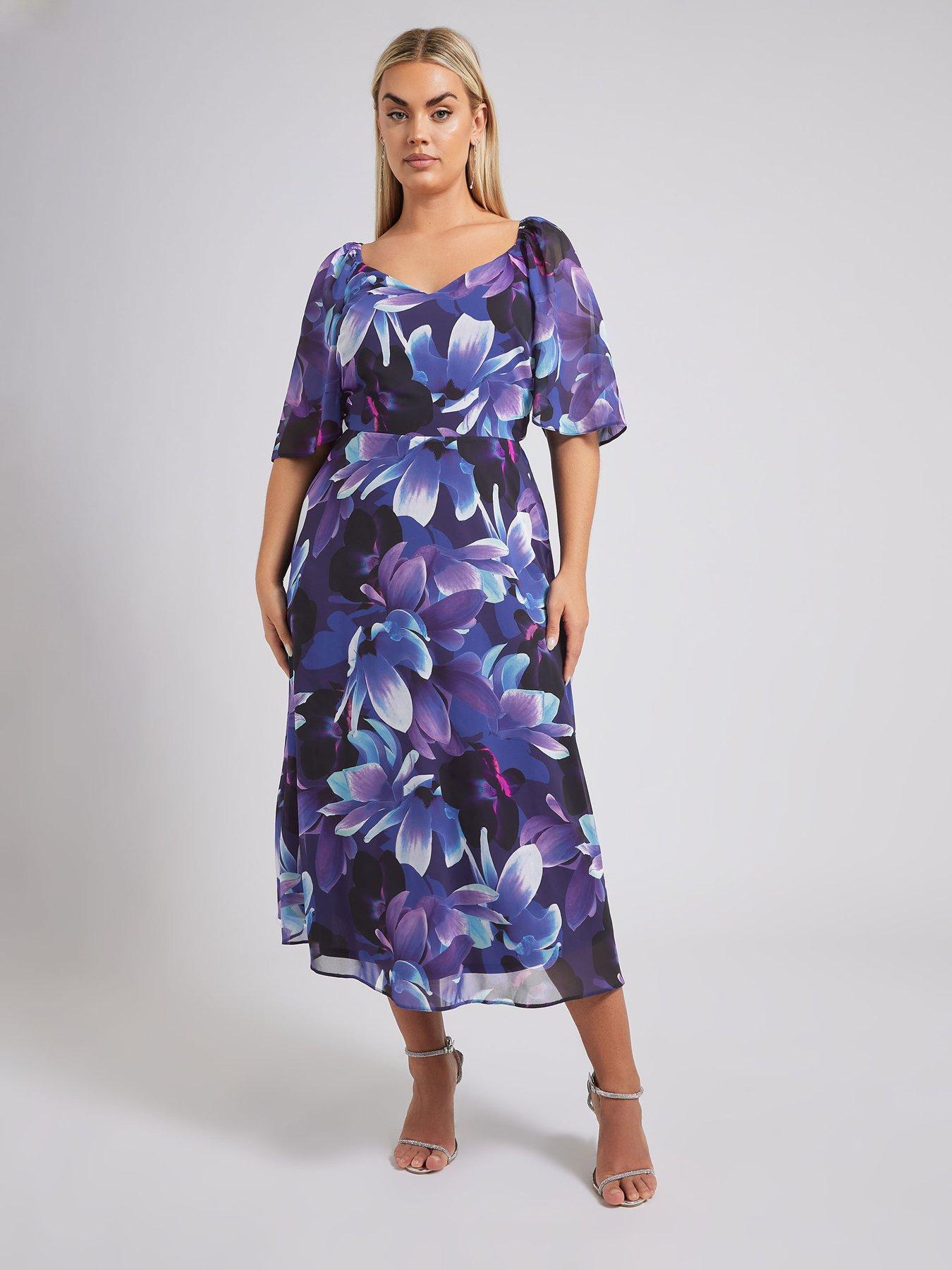 yours-v-neck-floral-print-midaxi-dress-black