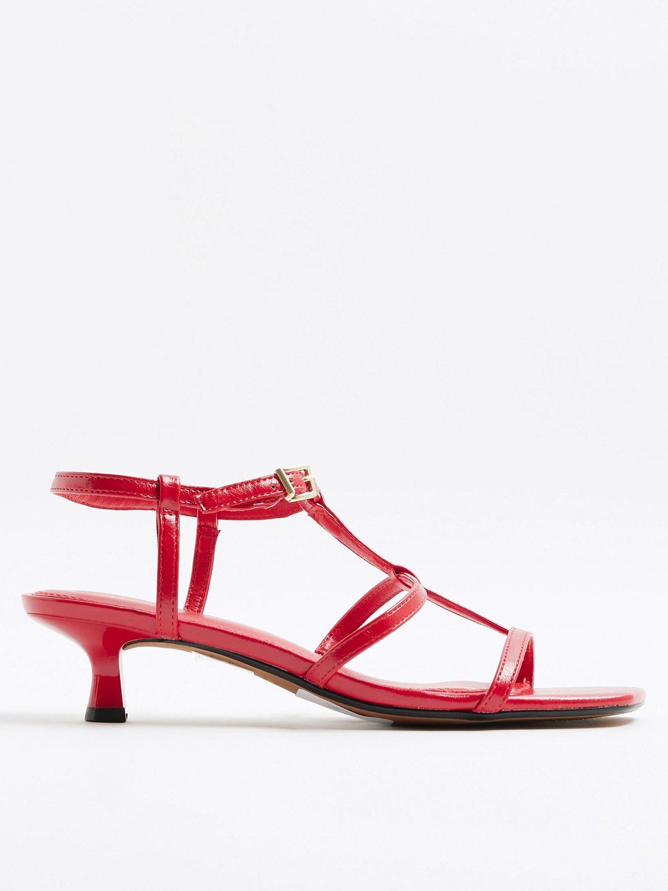 river-island-kitten-heeled-t-bar-sandal-redfront
