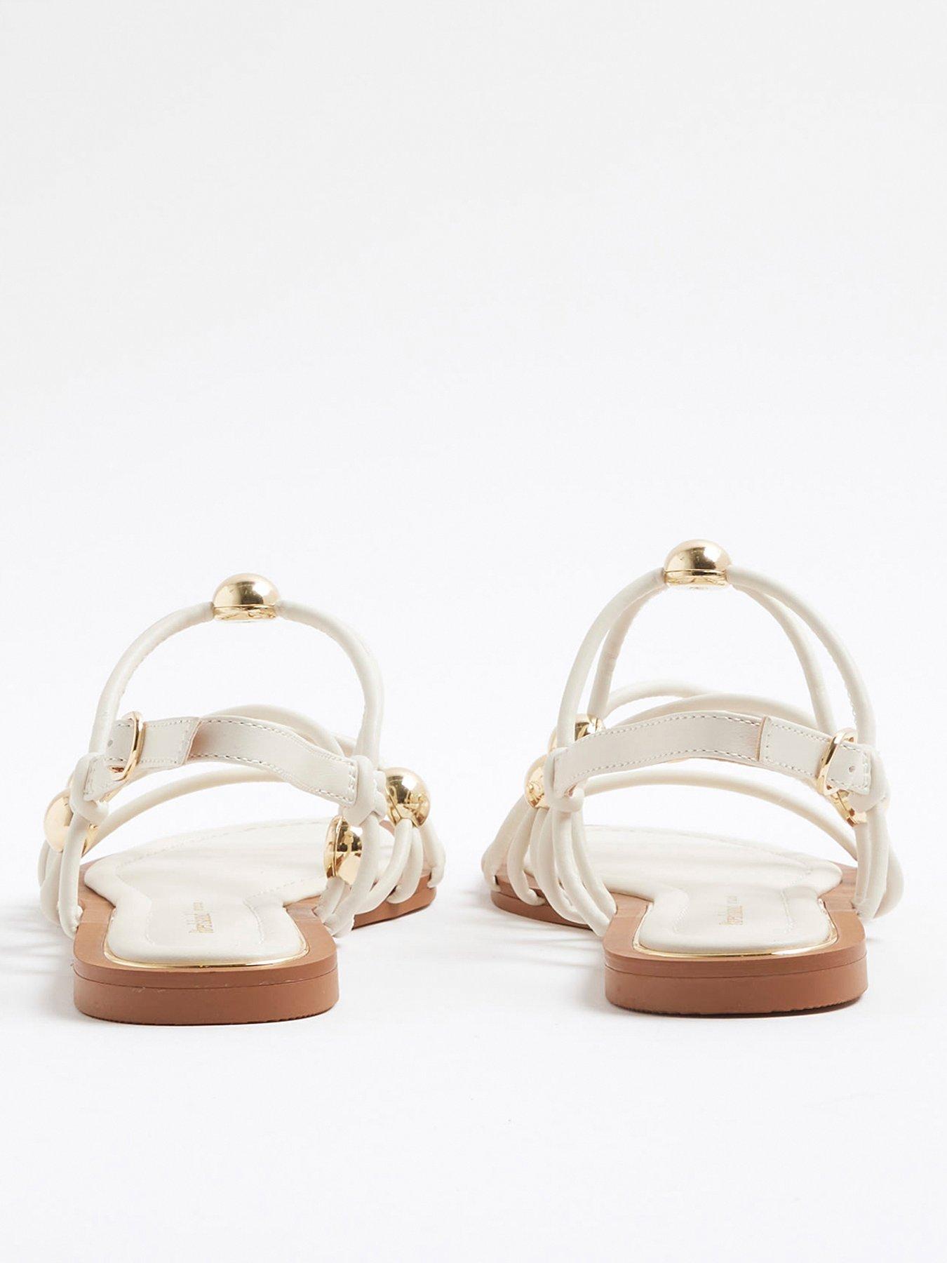 Image 3 of 5 of River Island Beaded Metal Sandal - Cream