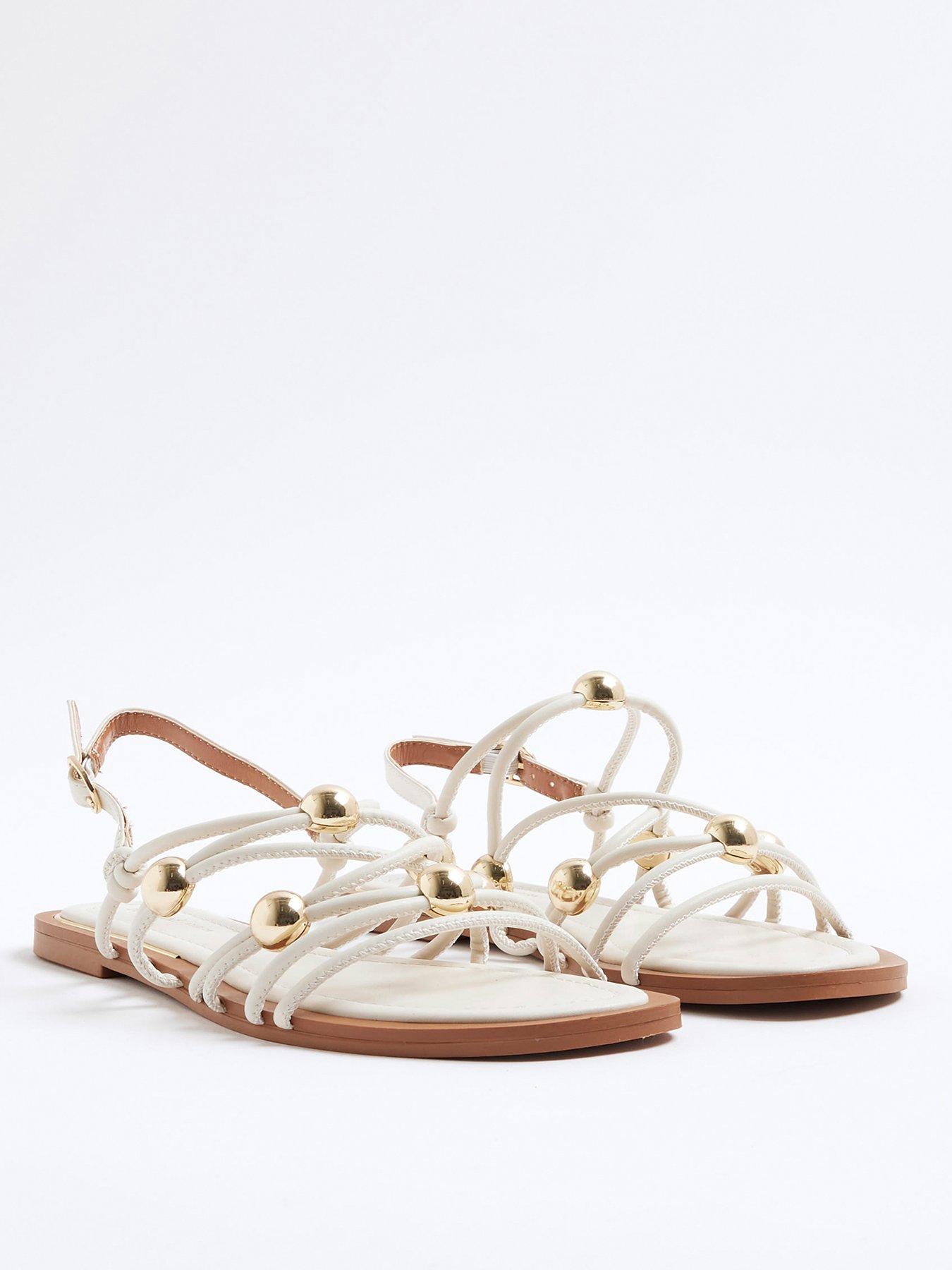 Image 4 of 5 of River Island Beaded Metal Sandal - Cream