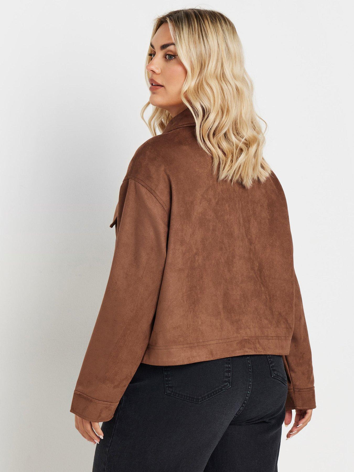 Image 2 of 4 of Yours Short Suede Jacket - Brown