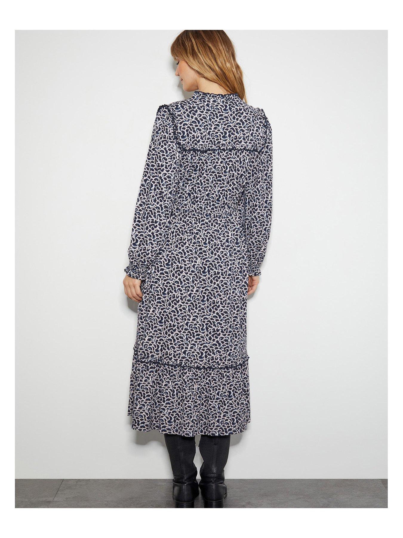 Image 2 of 5 of Monsoon Print Jersey Dress - Black