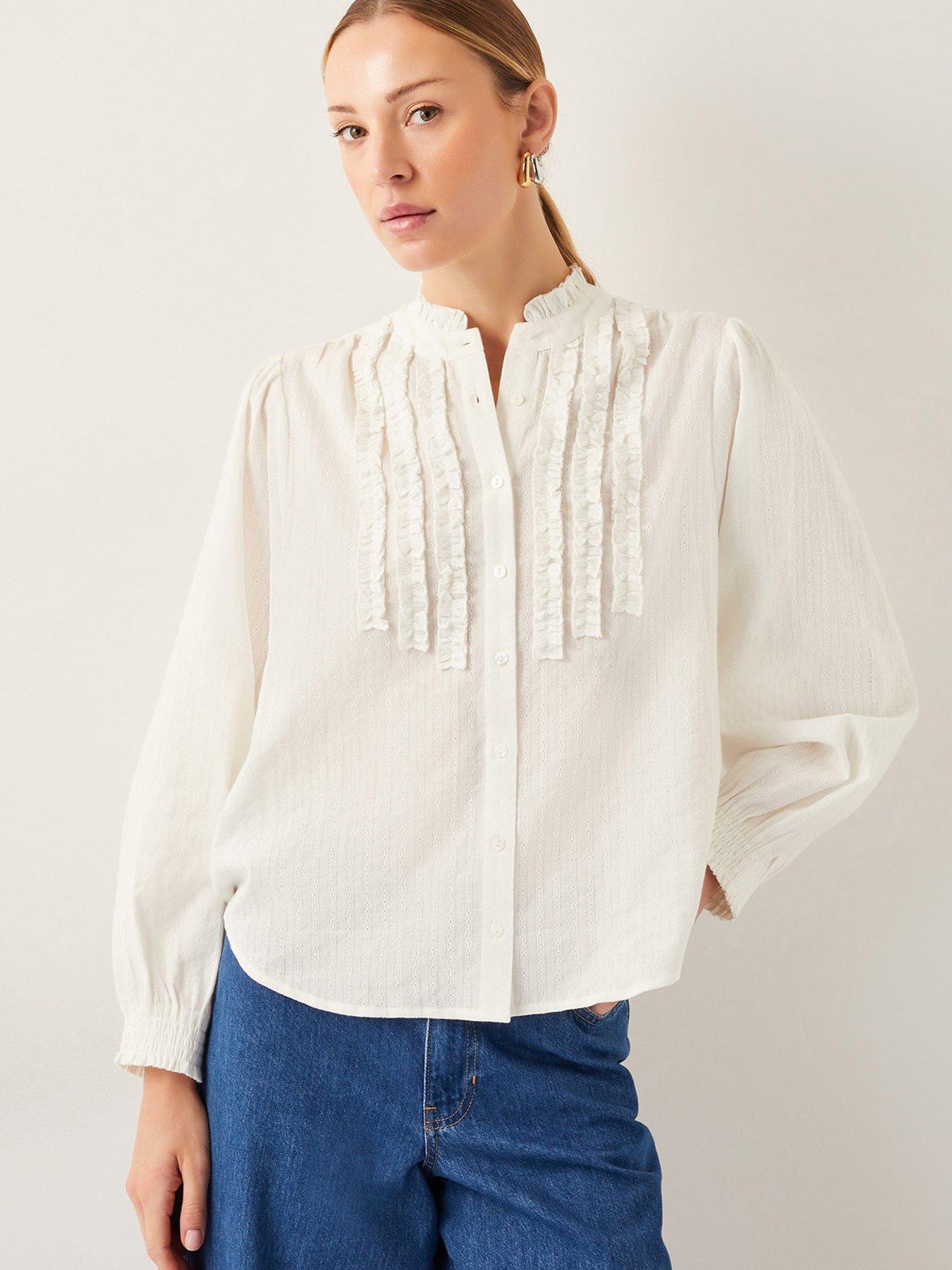 Image of Monsoon Chiara Frill Blouse  - Cream