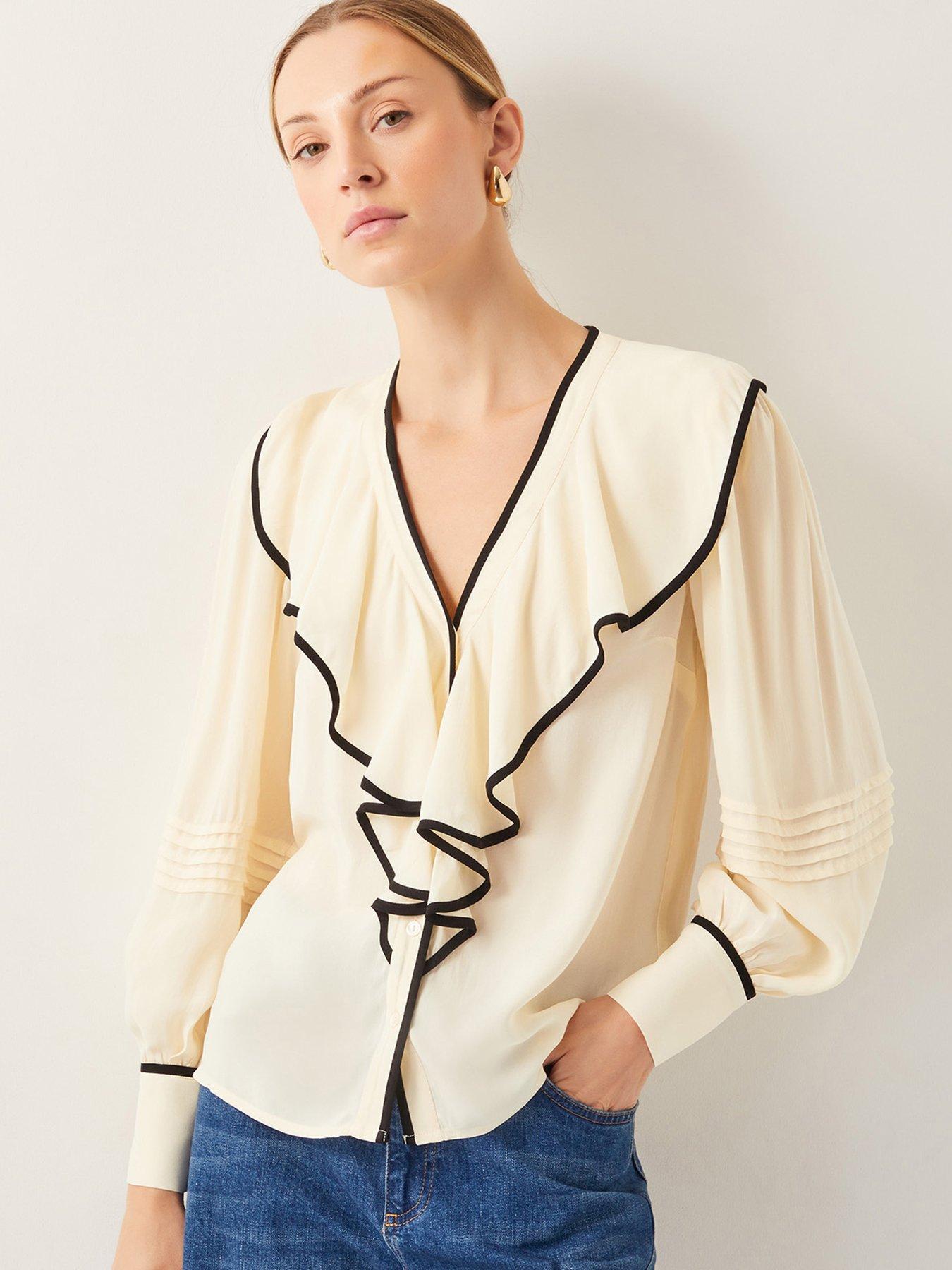 Image 1 of 5 of Monsoon Lennox Ruffle Blouse - Cream