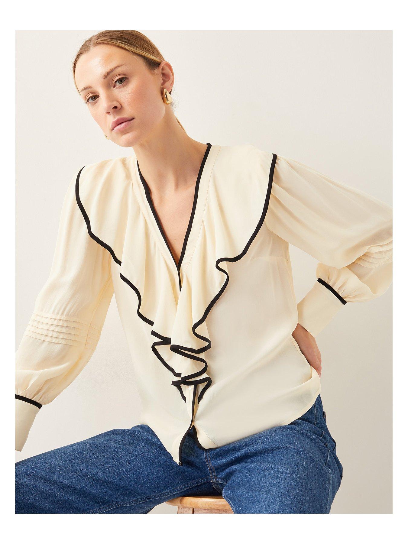 Image 5 of 5 of Monsoon Lennox Ruffle Blouse - Cream