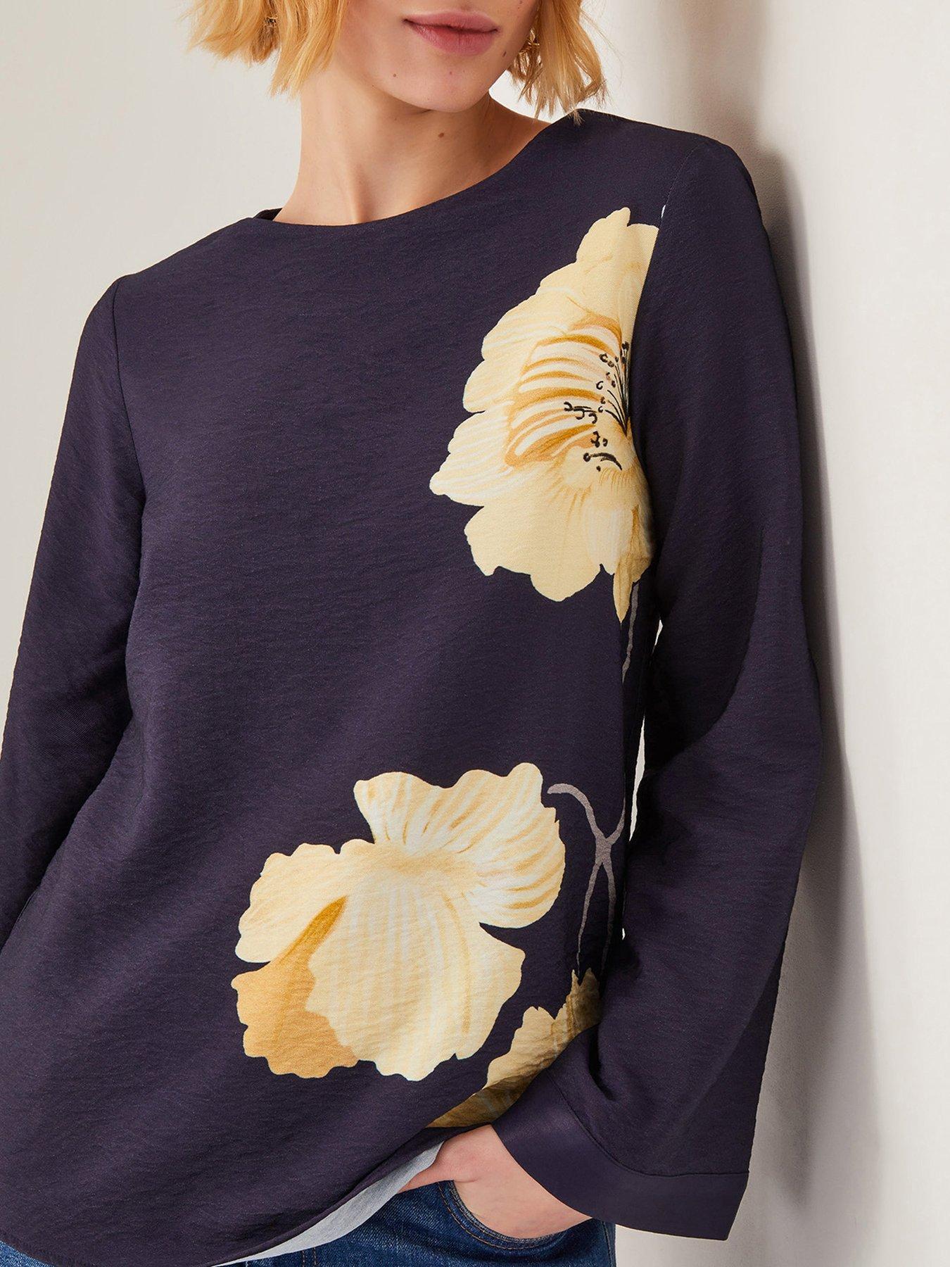 Image 4 of 4 of Monsoon Fearne Flower Top - Navy