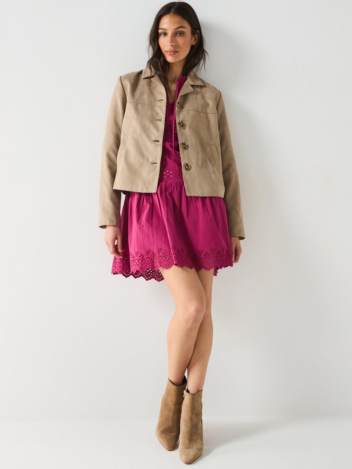 Image 1 of 5 of JDY Faux Suede Jacket - Beige