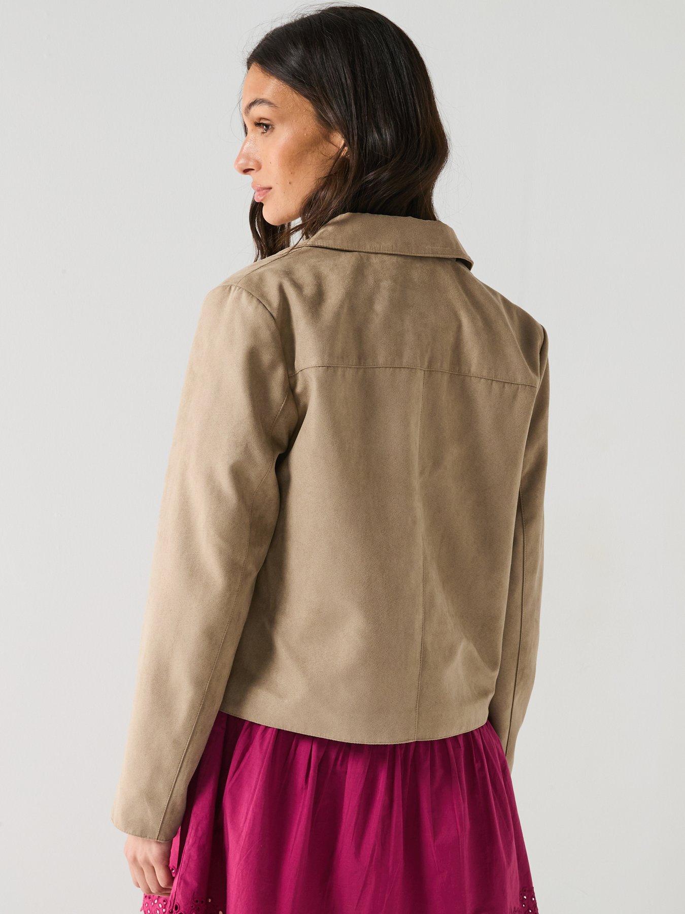 Image 2 of 5 of JDY Faux Suede Jacket - Beige