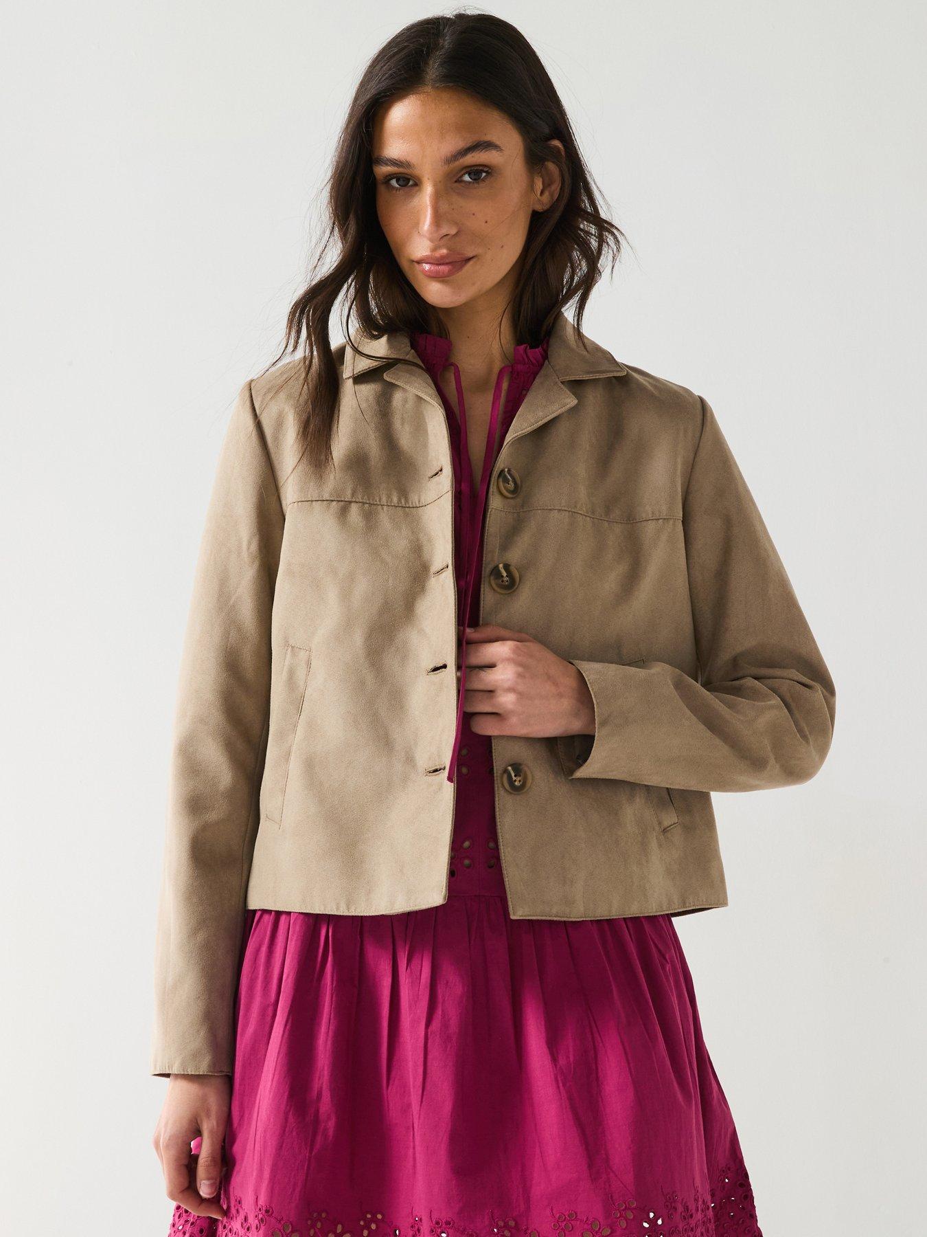 Image 3 of 5 of JDY Faux Suede Jacket - Beige