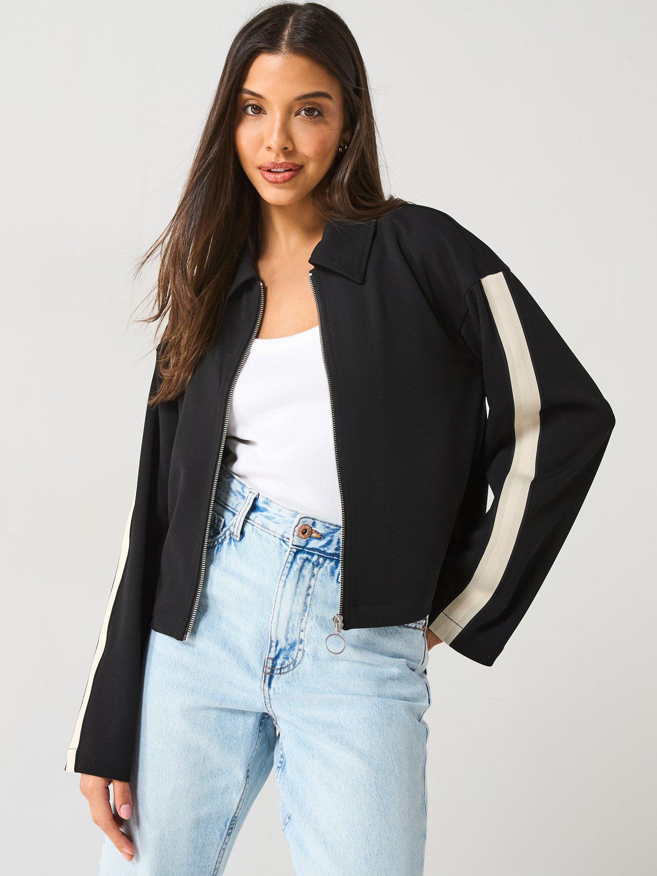 vero-moda-panel-zip-up-jacket-blackfront