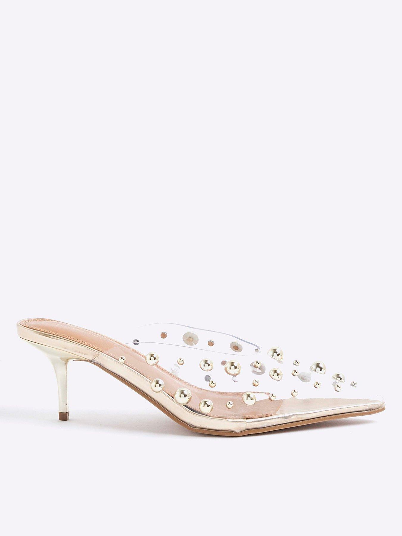 River Island Vinyl Studded Mule Court - Clear