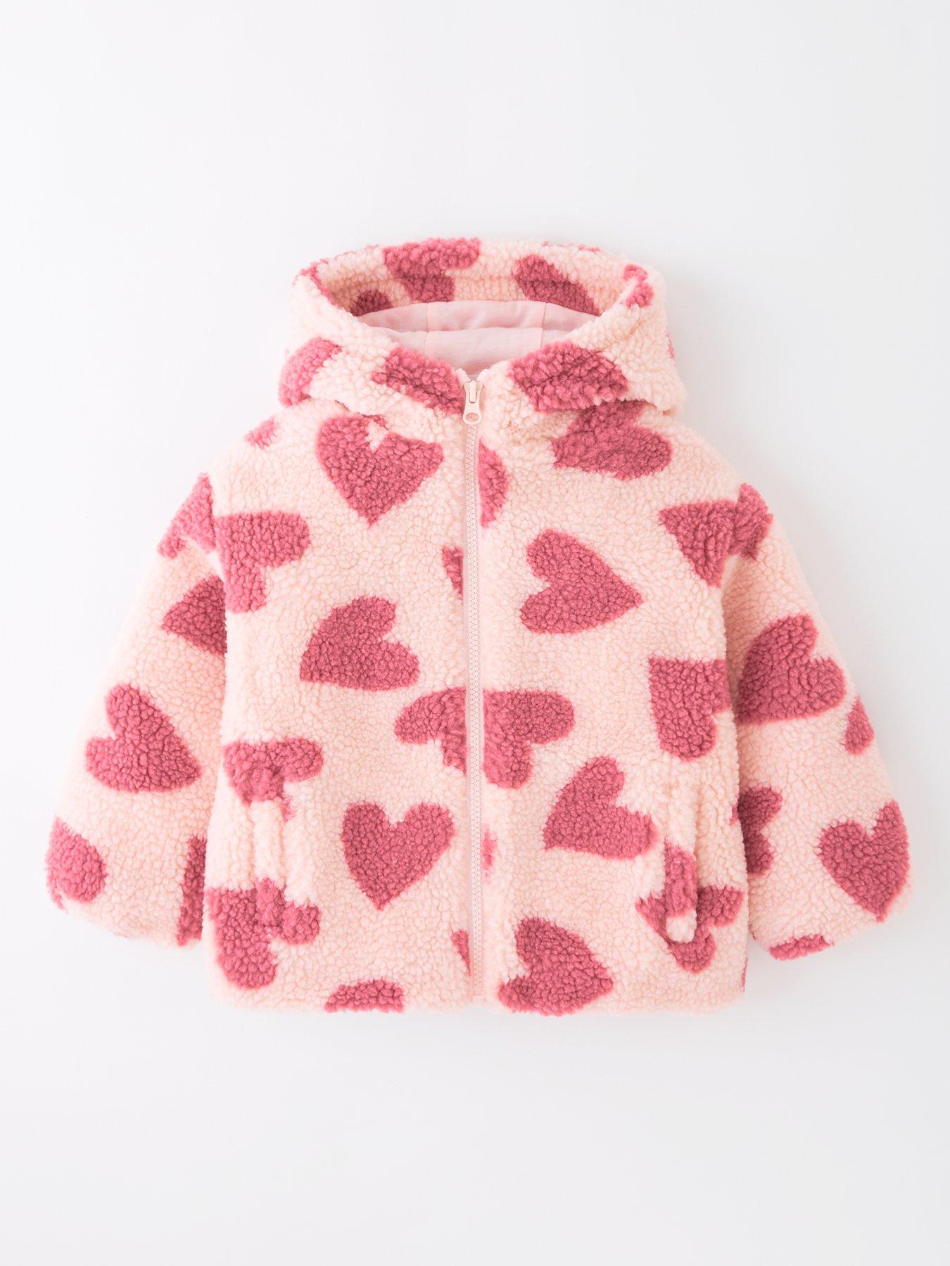 Image 1 of 4 of Mini V by Very Girls Borg Heart Printed Jacket - Multi