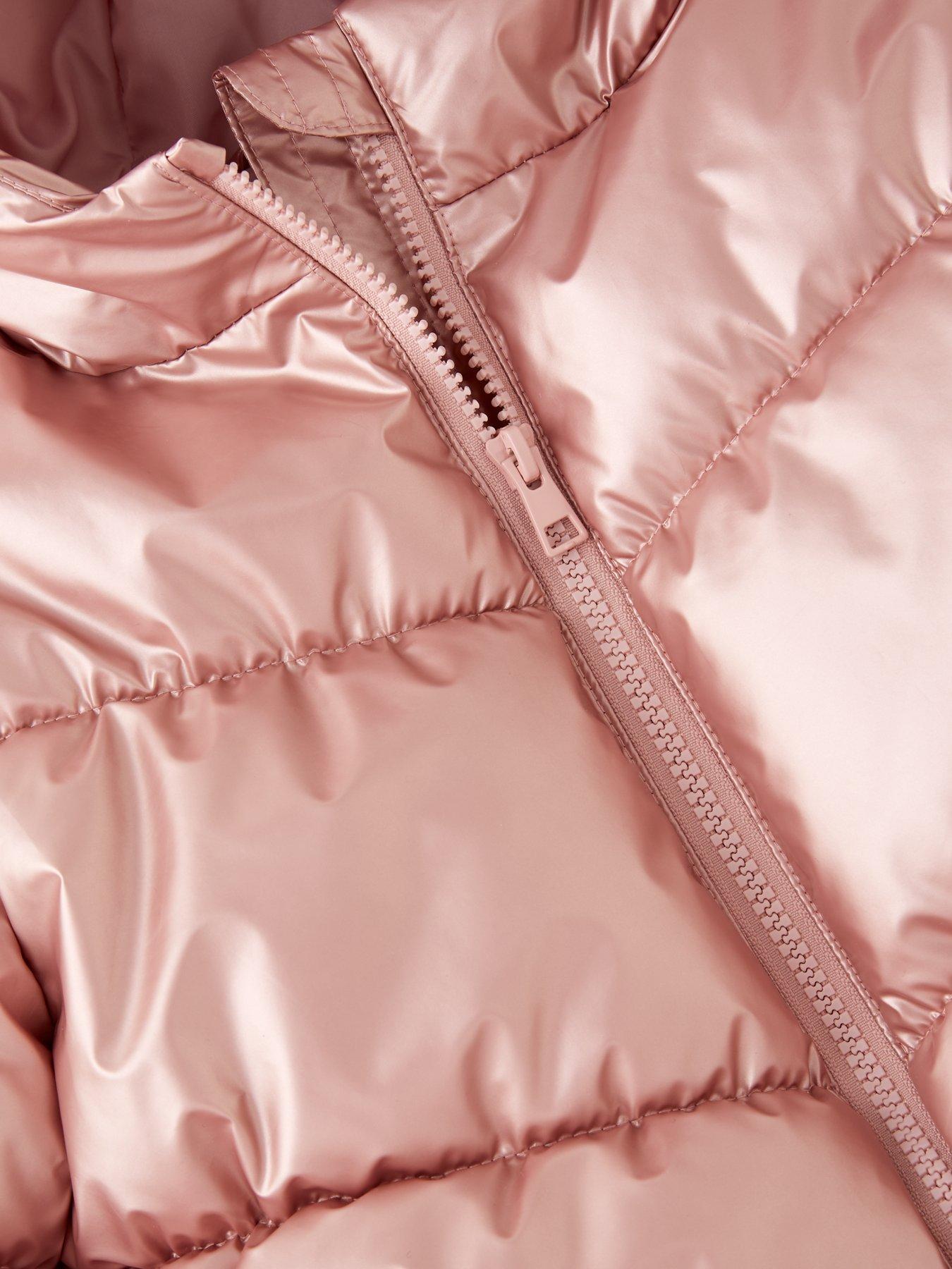Image 3 of 5 of V by Very Girls Metallic Padded Heavy Weight Coat - Pink