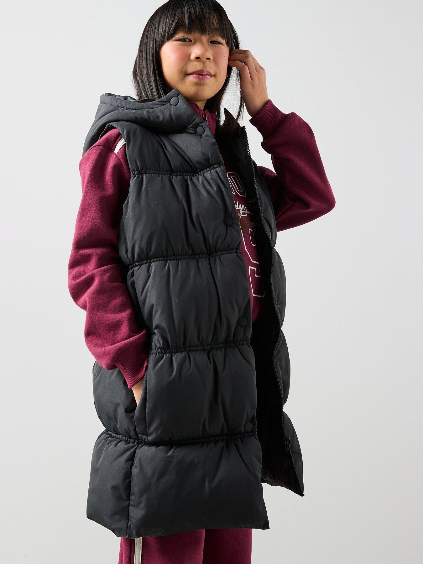 V by Very Girls Longline Draw Waist Gillet - Black