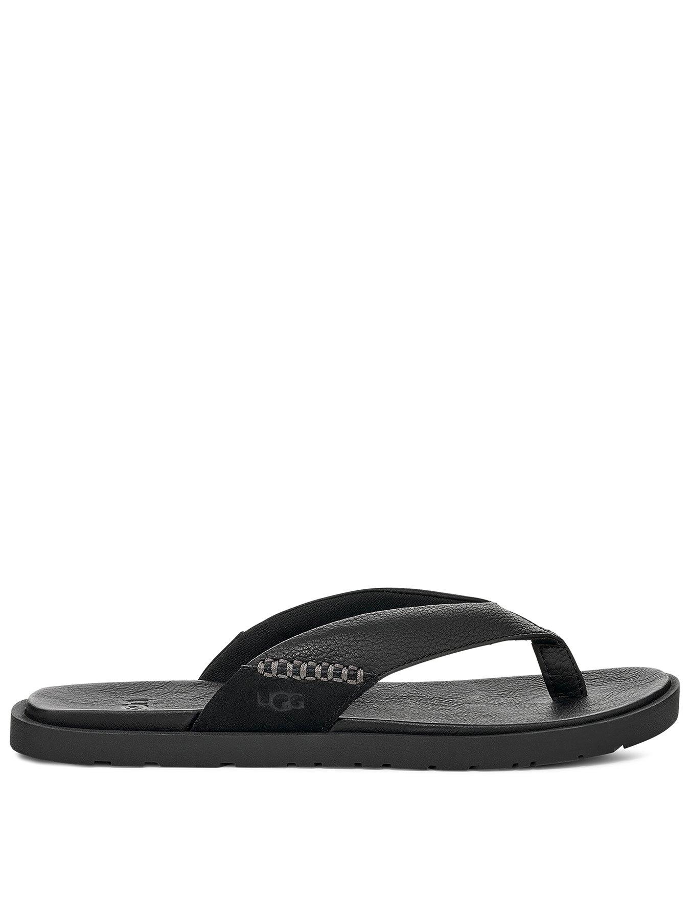 Image 1 of 5 of UGG Men's Seaside Ii Leather Flip Flops - Black