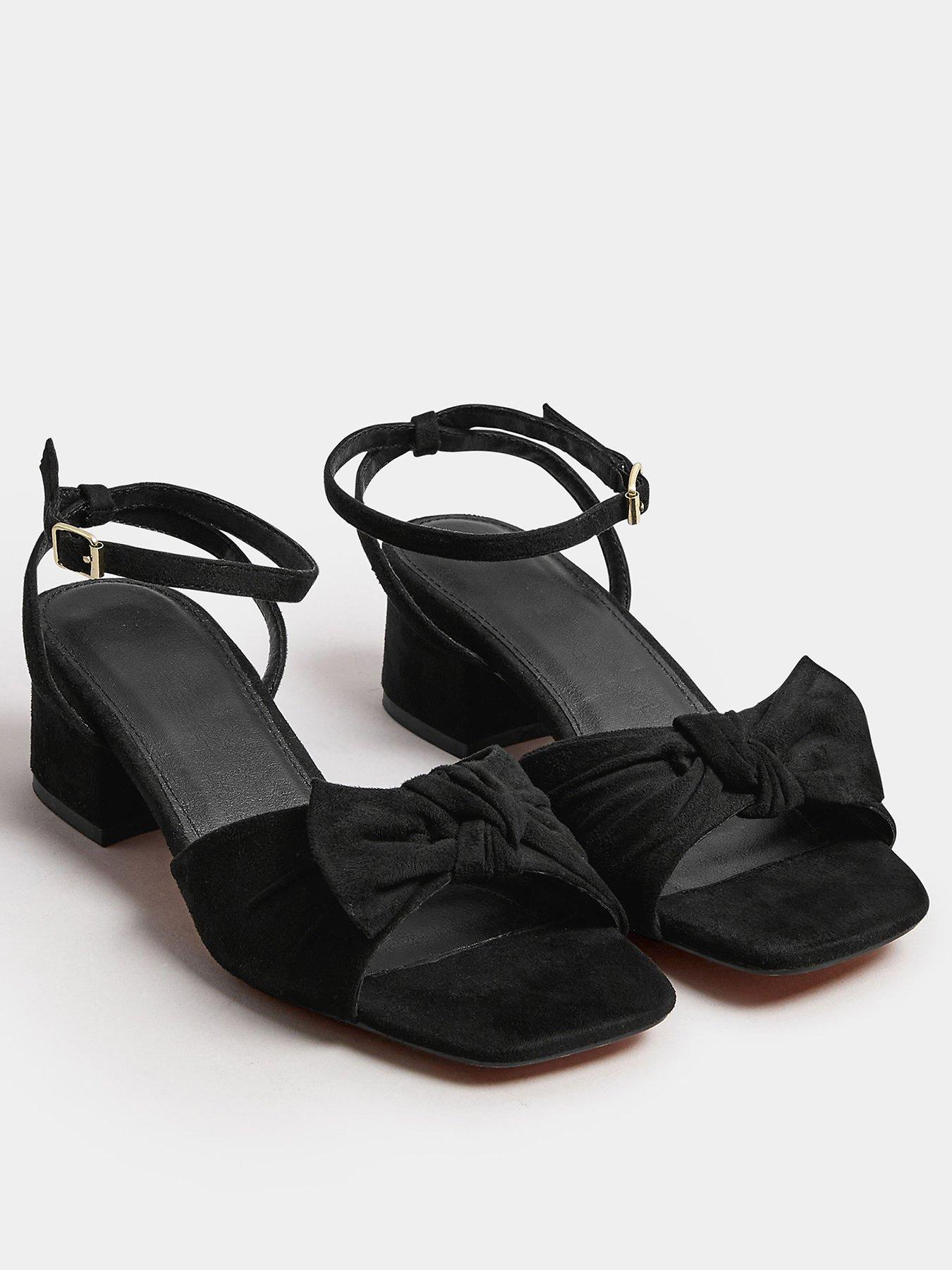 yours-wide-fit-block-heel-bow-sandal-blackstillFront