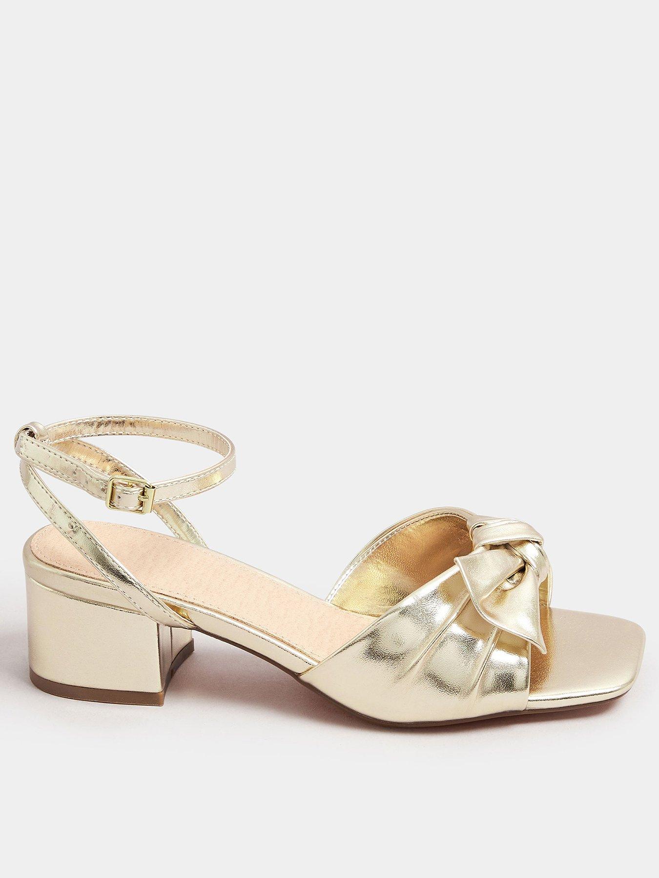 yours-wide-fit-mid-block-heel-bow-sandal-gold