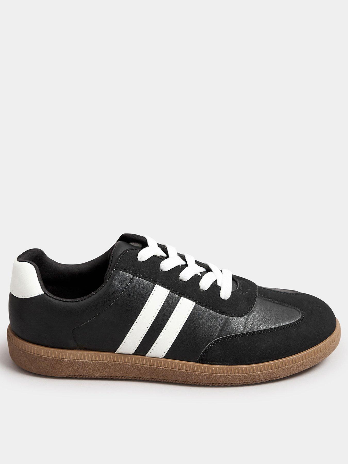 yours-extra-wide-fit-retro-stripe-trainer-black