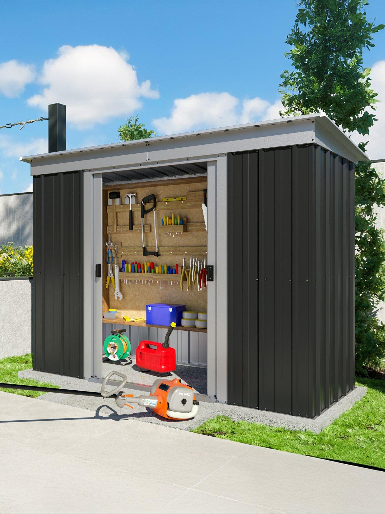 undefined Yardmaster 8ft X 4ft Castleton Pent Roof Metal Shed With Floor Frame