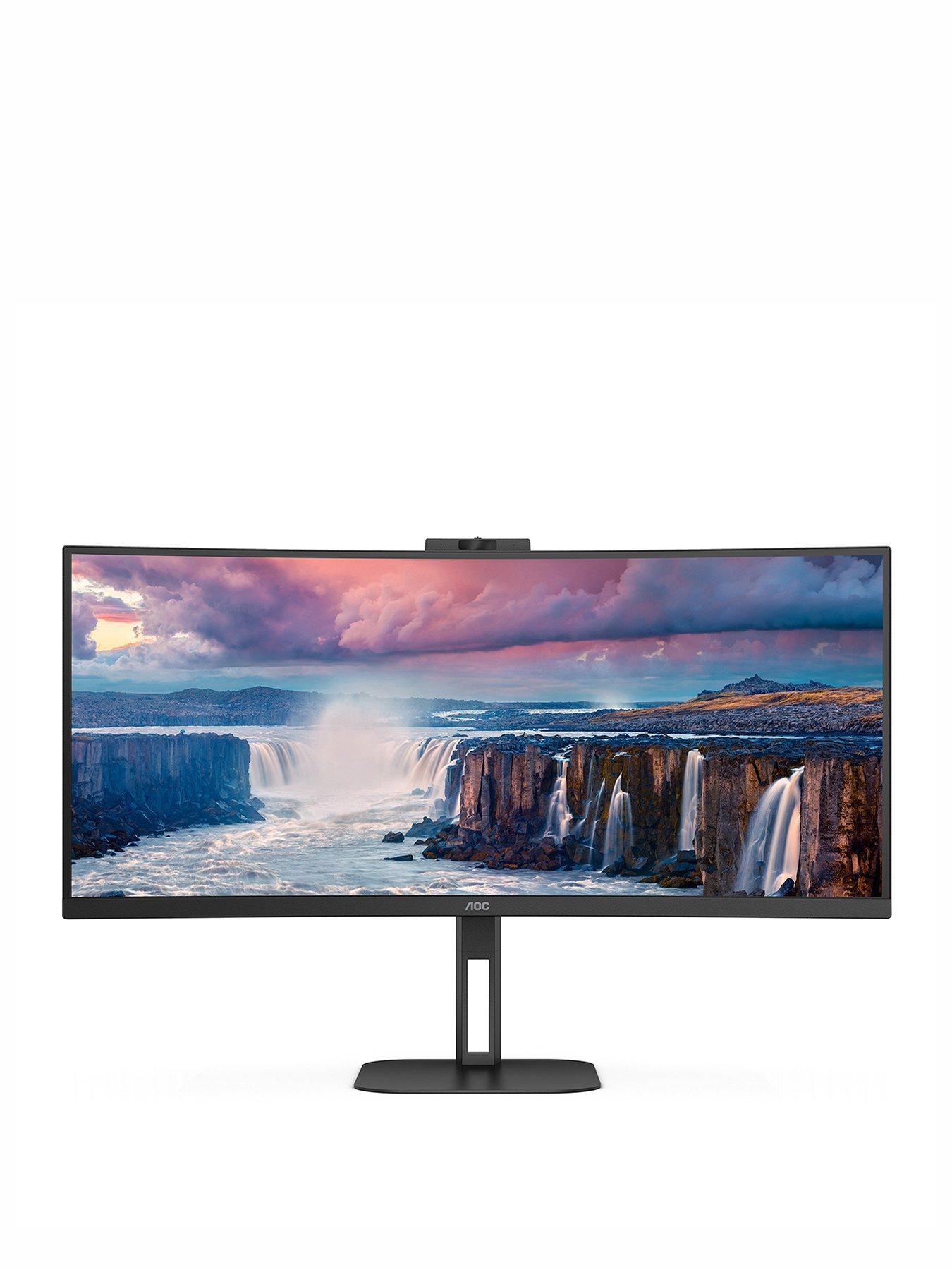 Aoc Aoc Cu34V5Cw Curved Monitor With Webcam - 34In Qhd (3440 X 1440), 100Hz, Height Adjustable With Speakers in Black