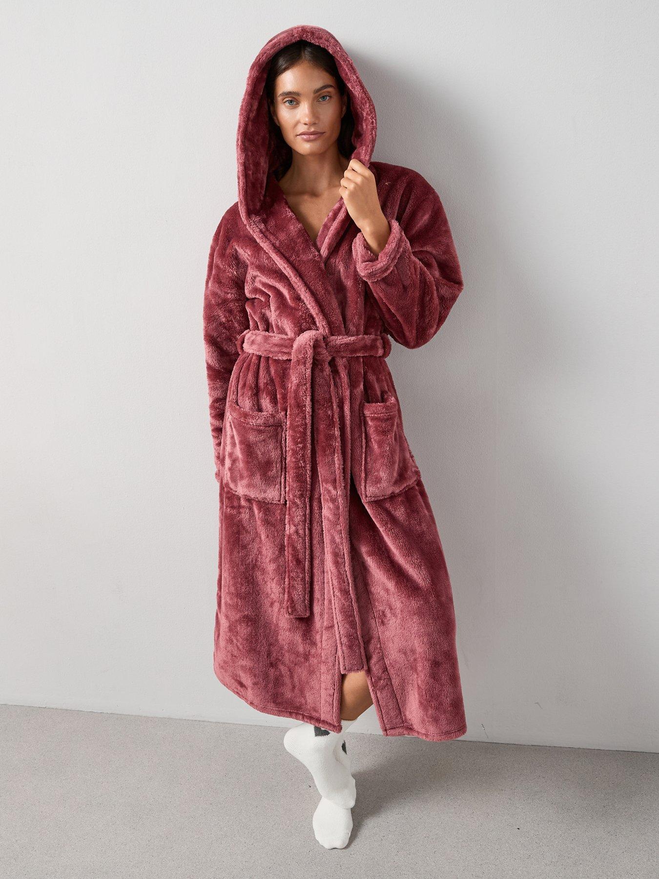 v-by-very-wellsoft-longline-hooded-dressing-gown-pink