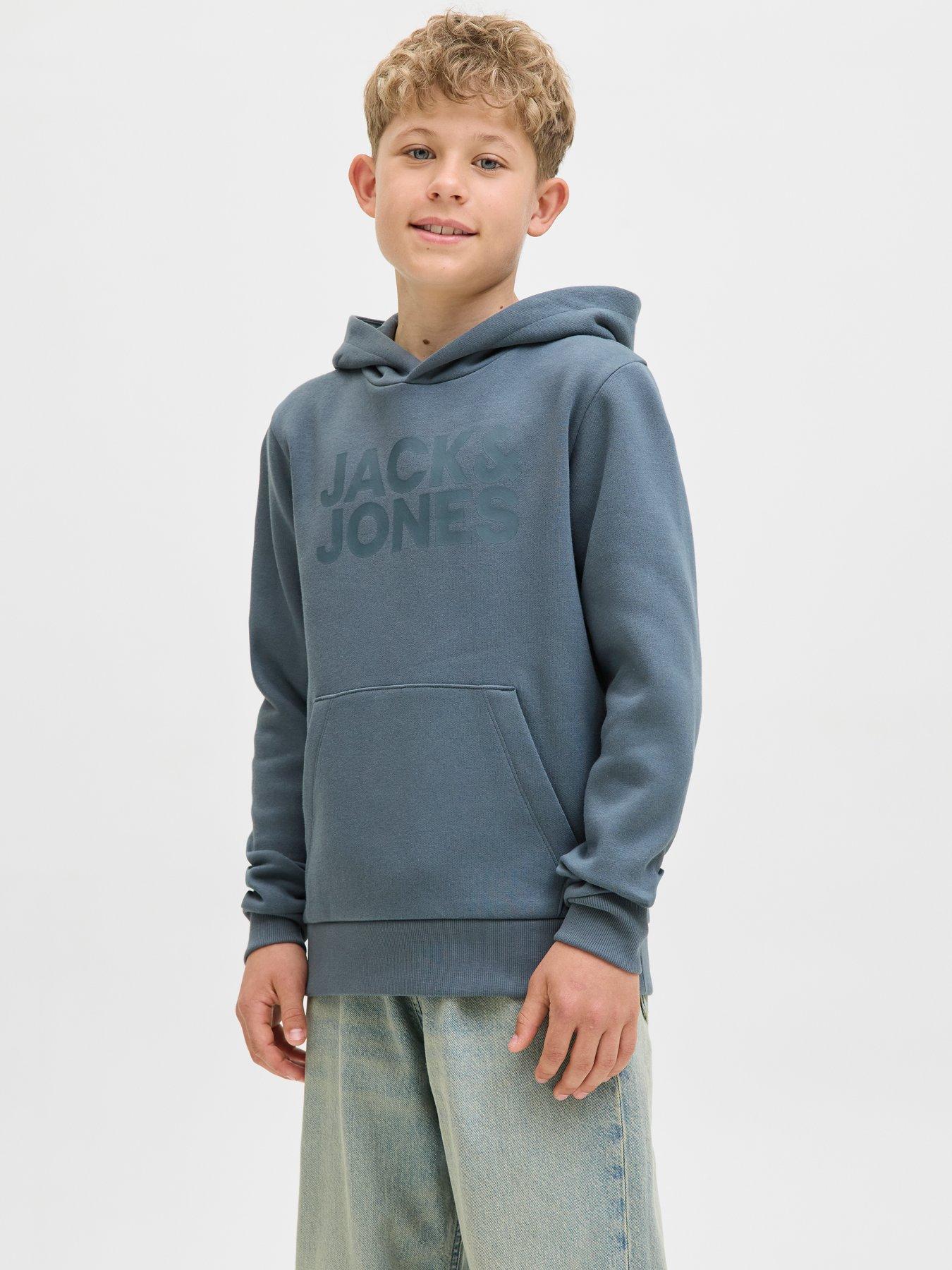 Jack & Jones Junior Boys Corp Logo Hoodie - Blue
