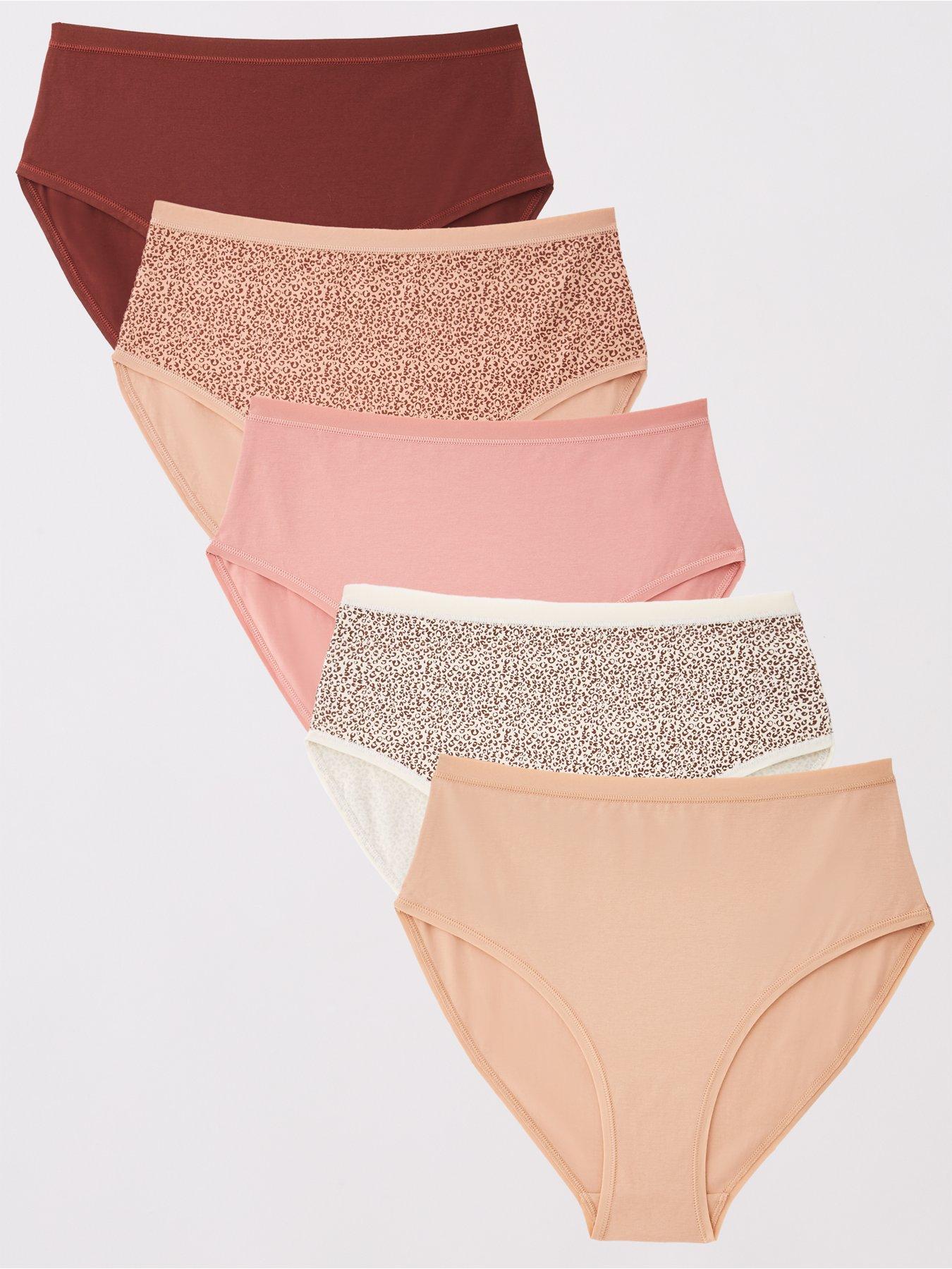 Image 1 of 5 of Everyday 5pk Cotton Plain And Printed Full High Waisted Briefs
